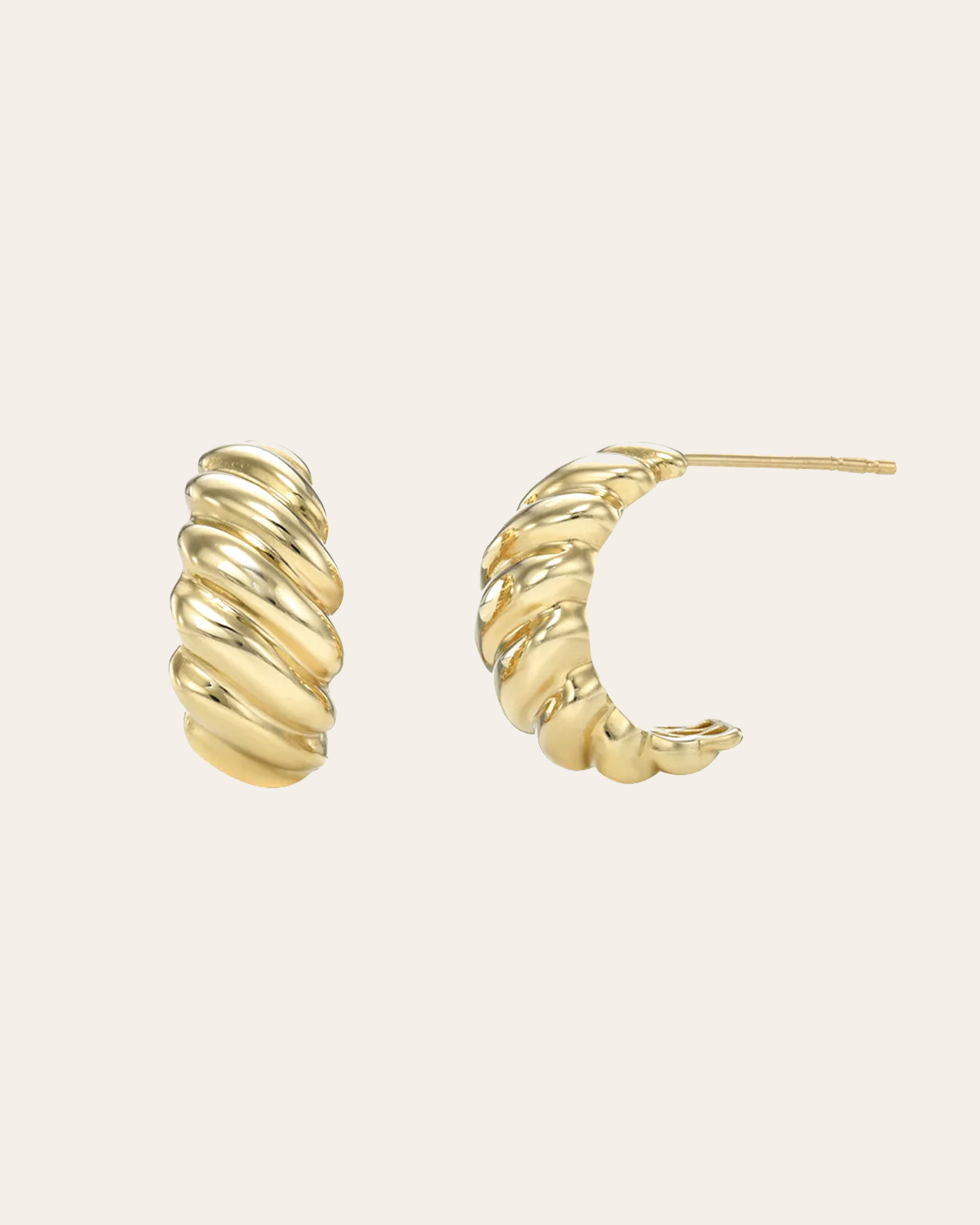 14k Gold Croissant Stud Earrings