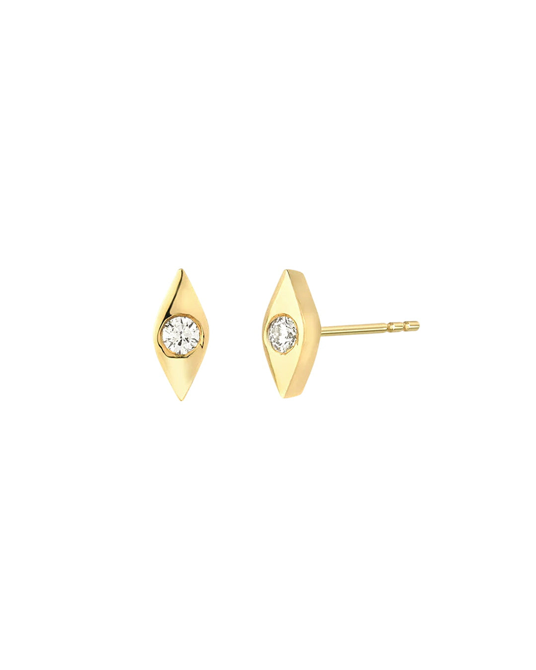 14k Gold Diamond Evil Eye Stud Earrings