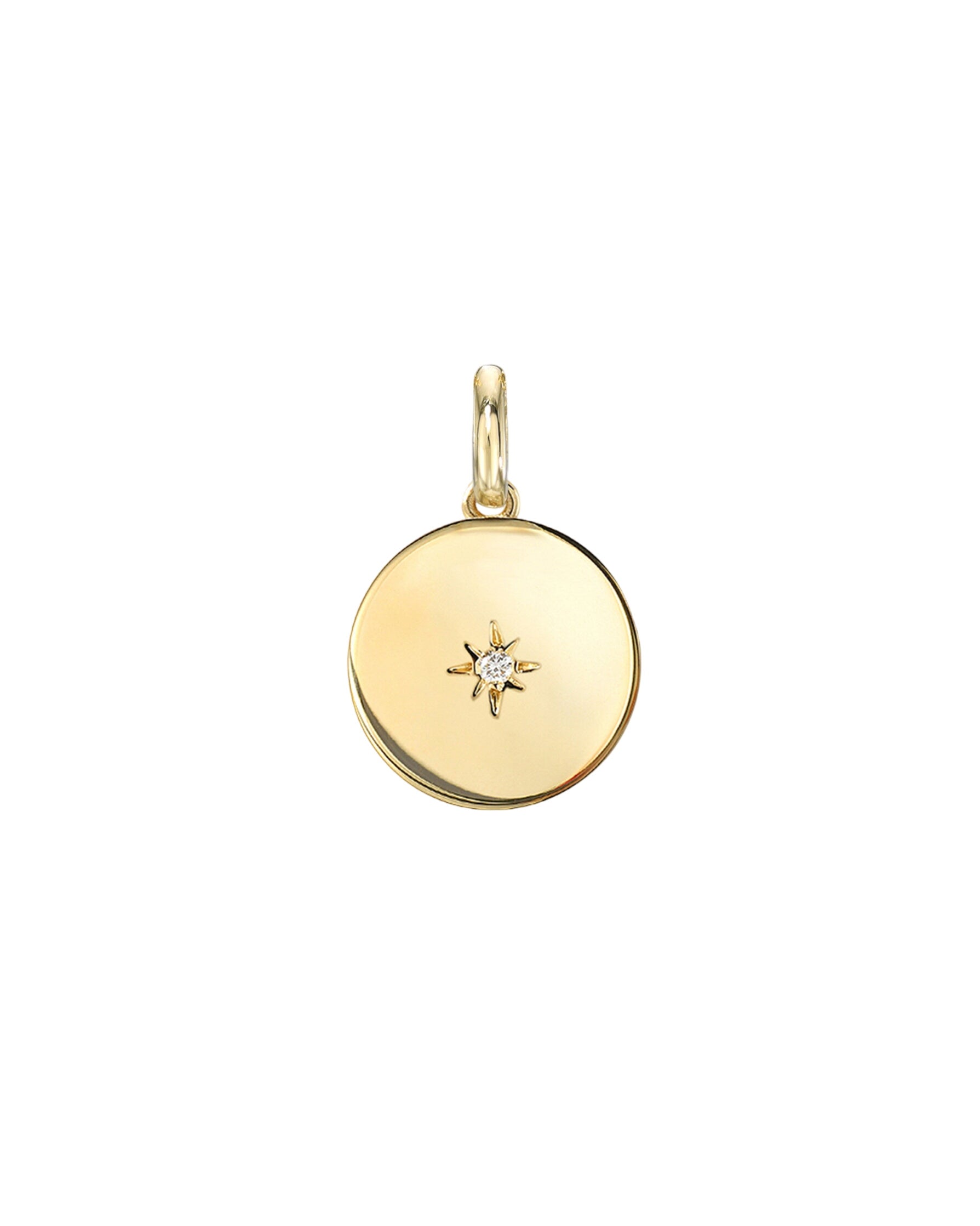 14k Gold Diamond Sunburst Disc Pendant