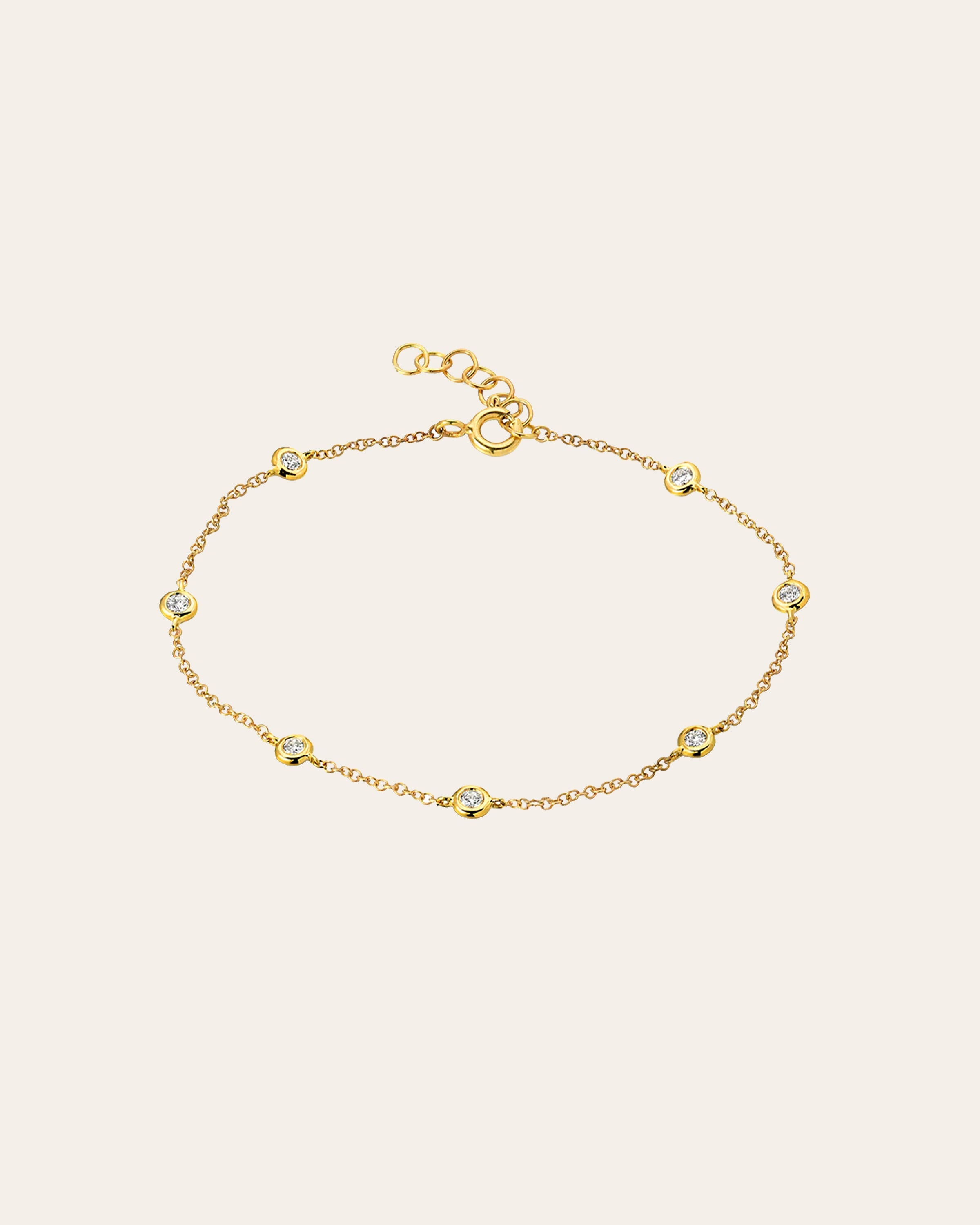 14k Diamond By The Yard Anklet