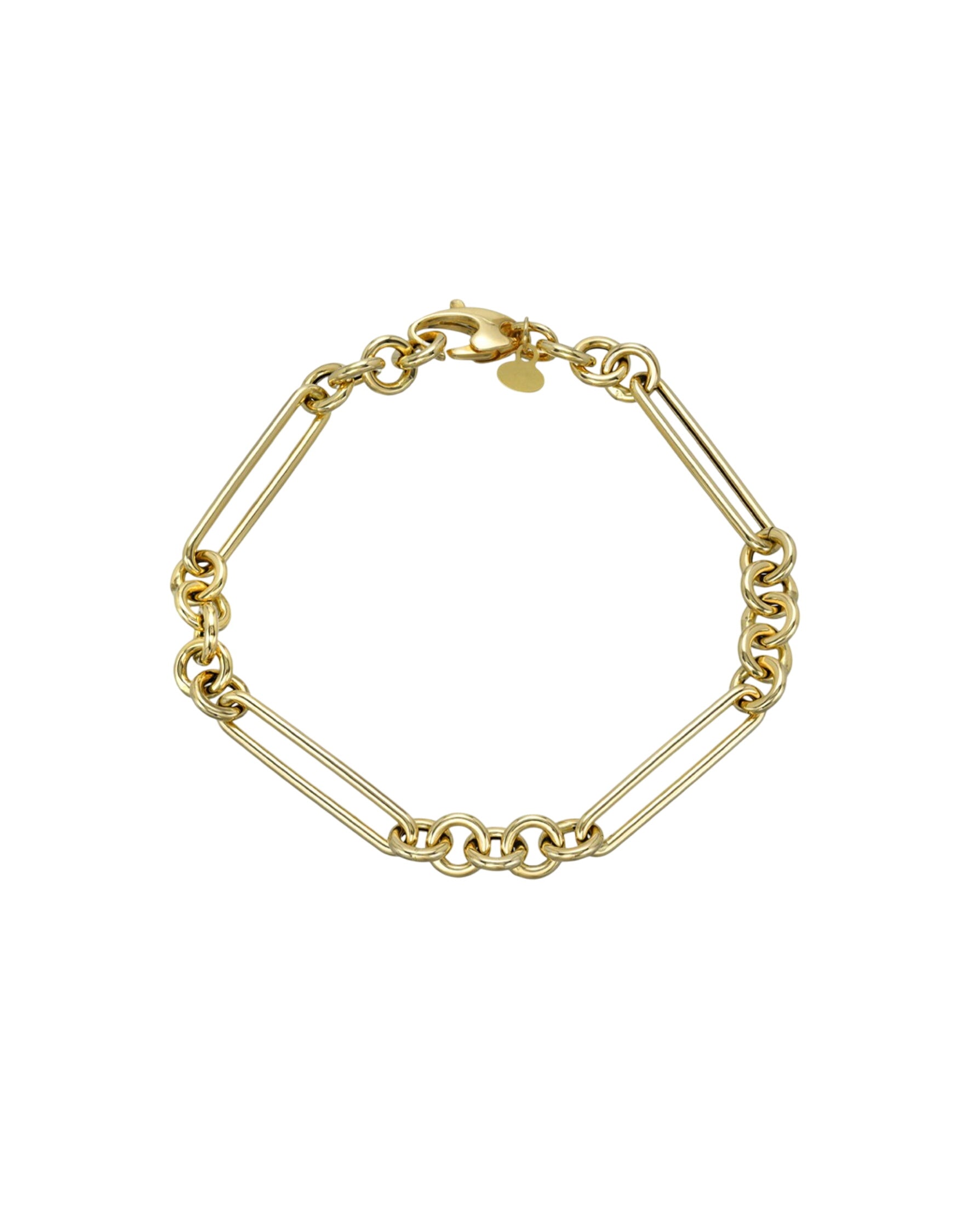 14k Gold Elongated Paper Clip Chain Bracelet