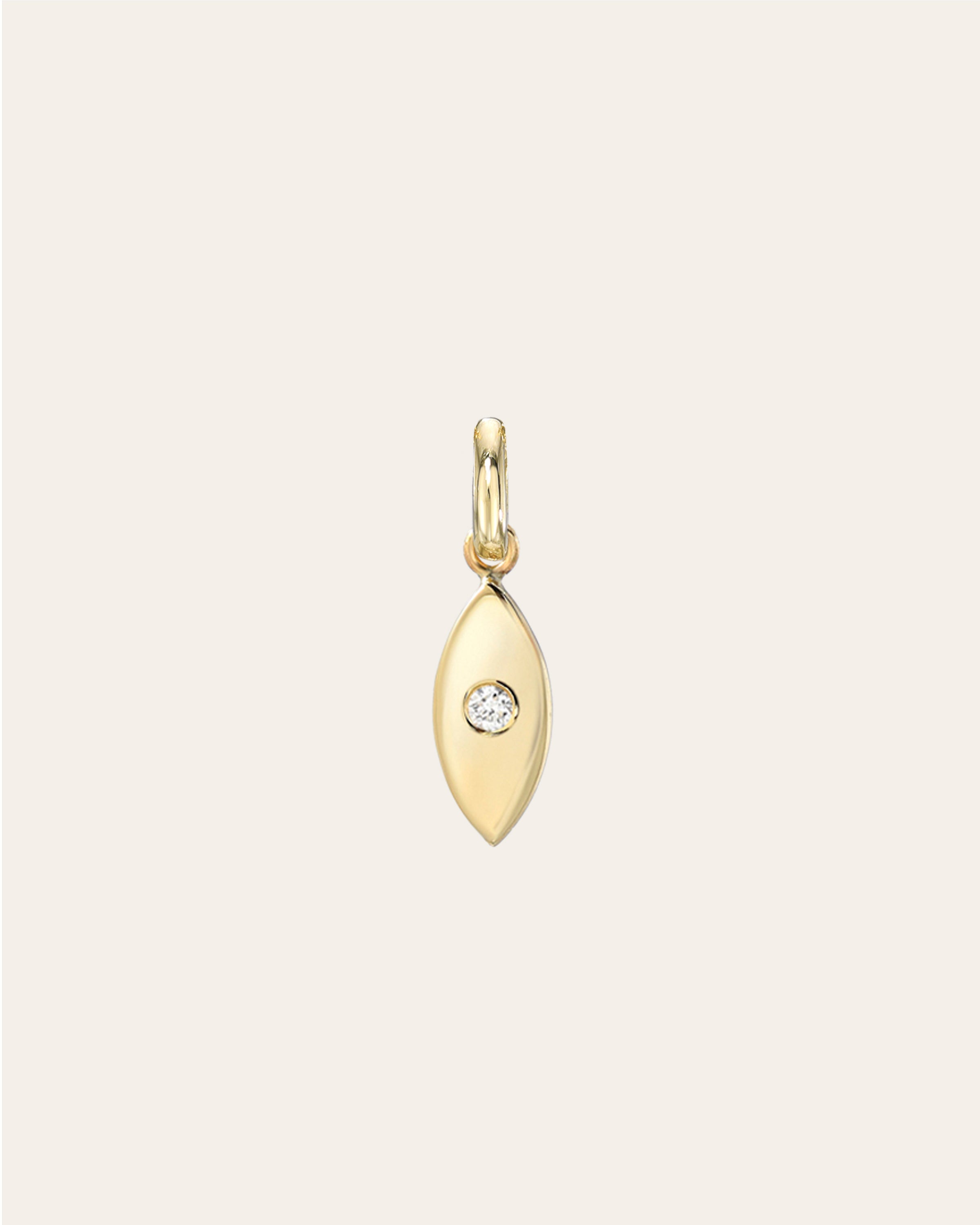 14k Gold Evil Eye With Tiny Diamond Pendant