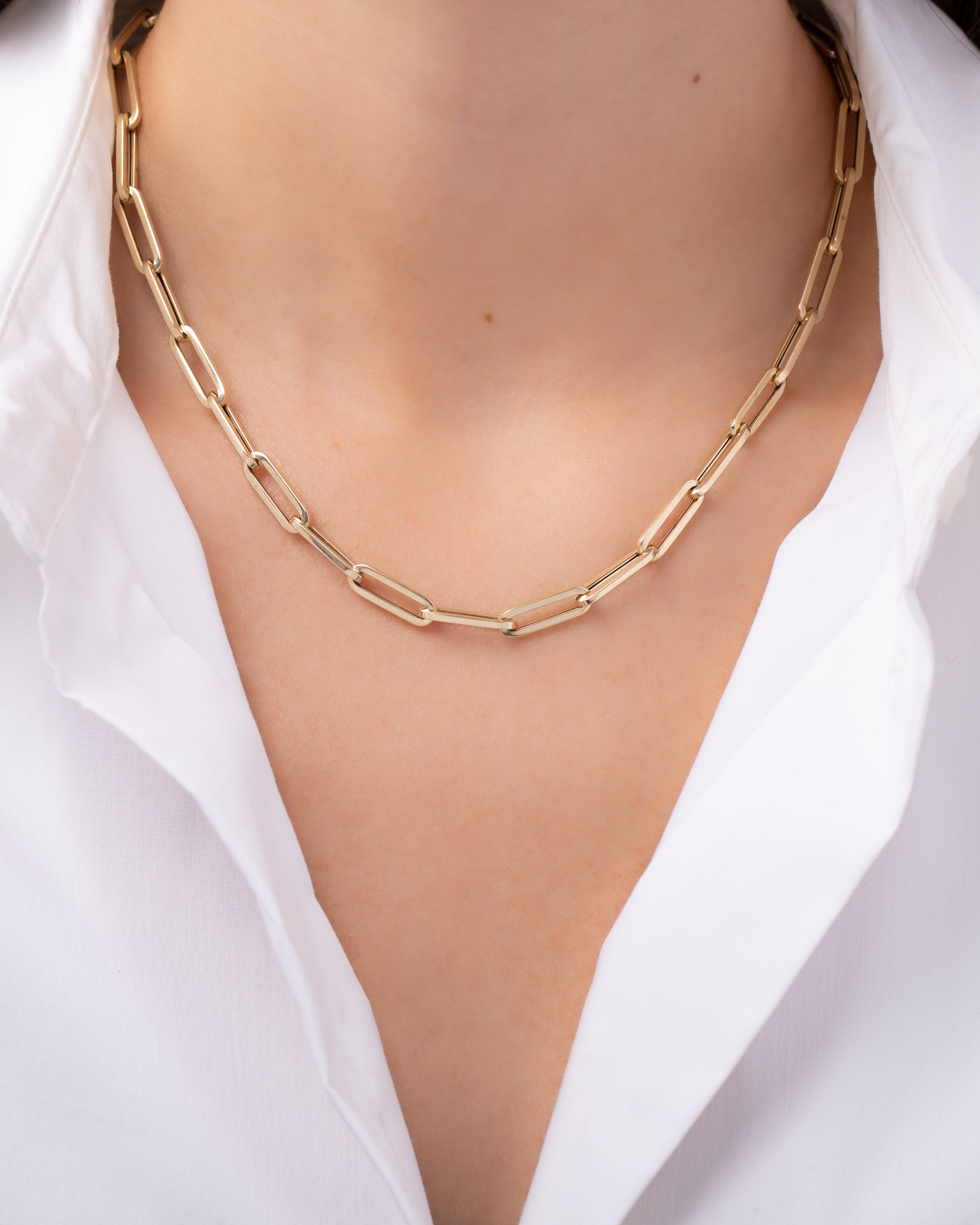 14k Gold Extra Large Paper Clip Chain Necklace