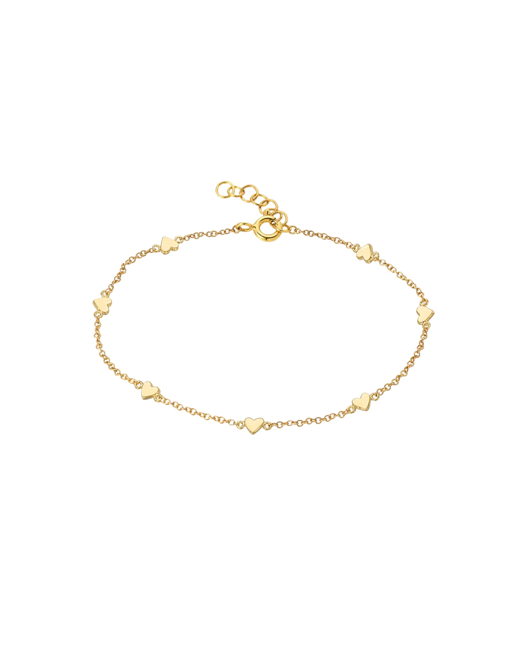 14k Gold Hearts Charm Bracelet