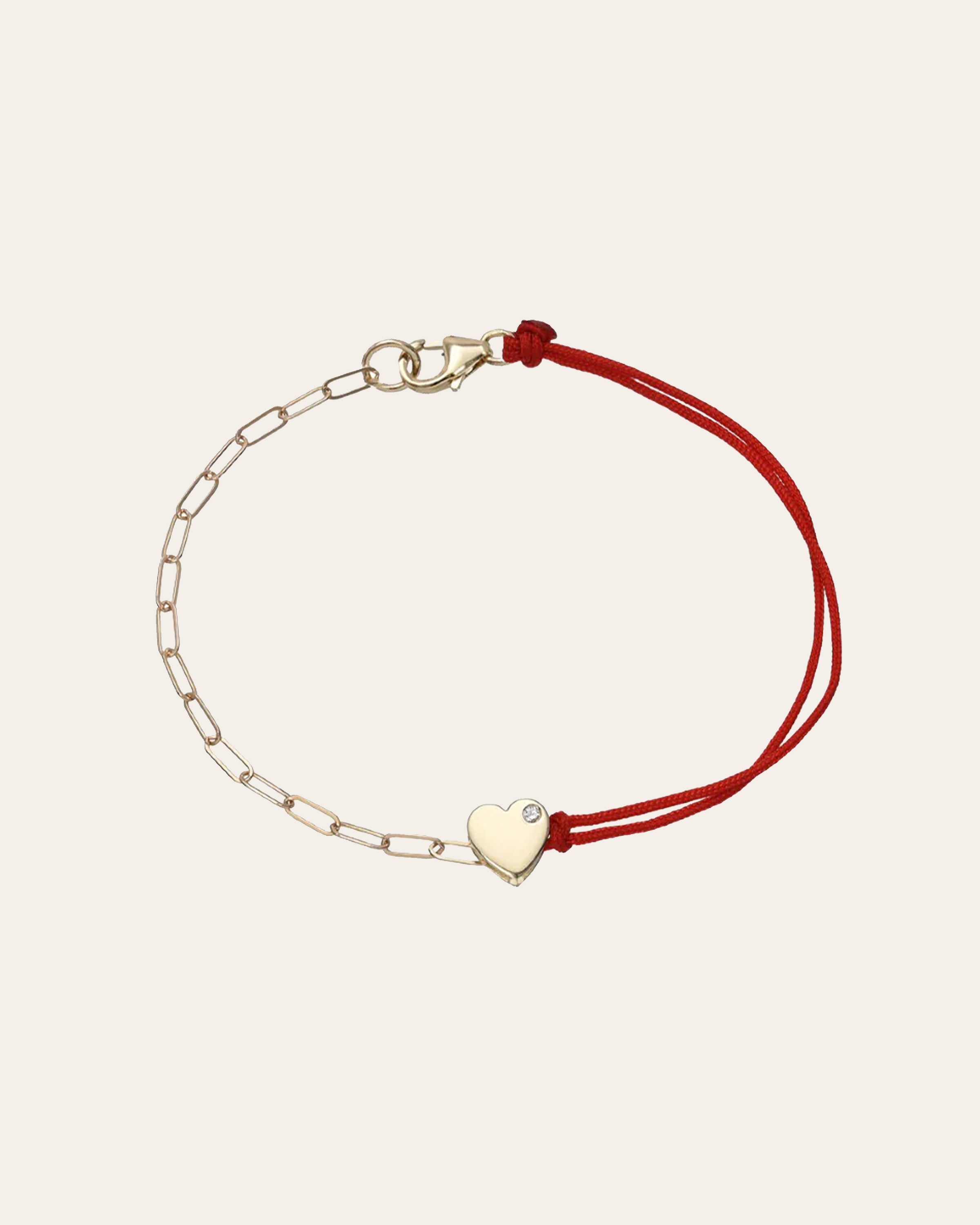 14k Gold Heart Split Fortune Bracelet