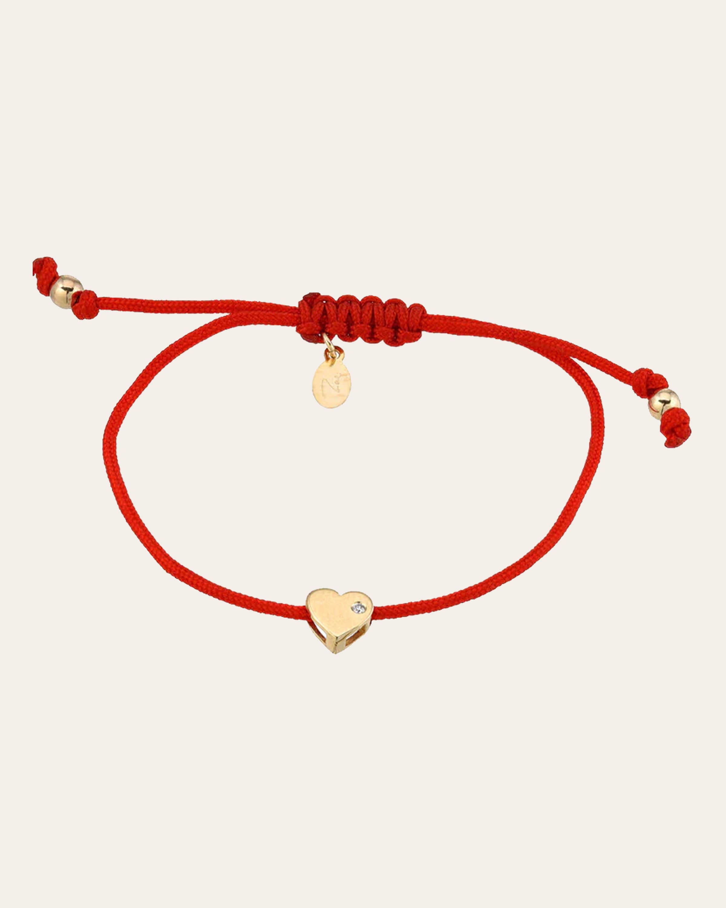 14k Gold Heart With Diamond Fortune Bracelet