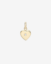 14k Gold Heart With Tiny Diamond Pendant