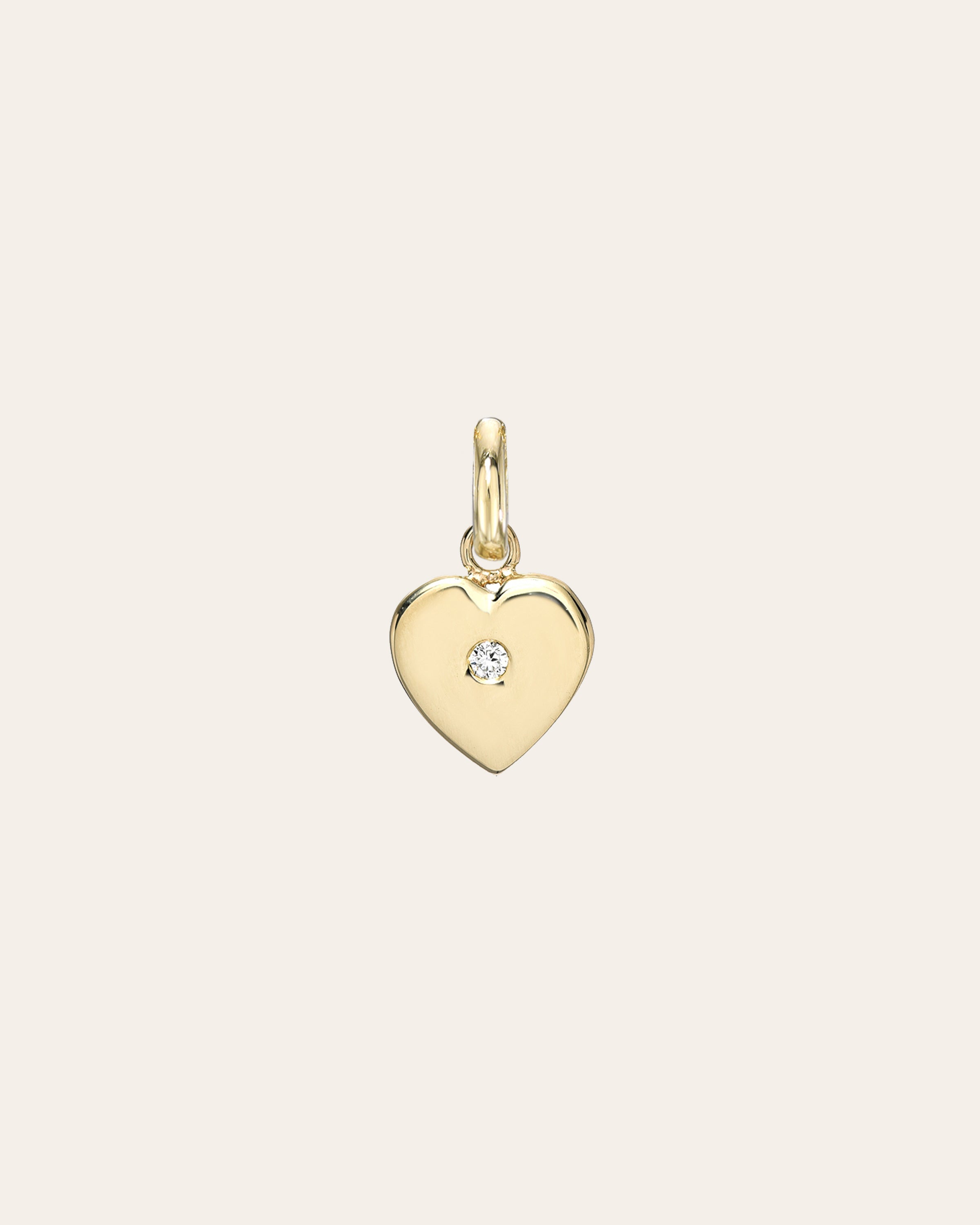 14k Gold Heart With Tiny Diamond Pendant