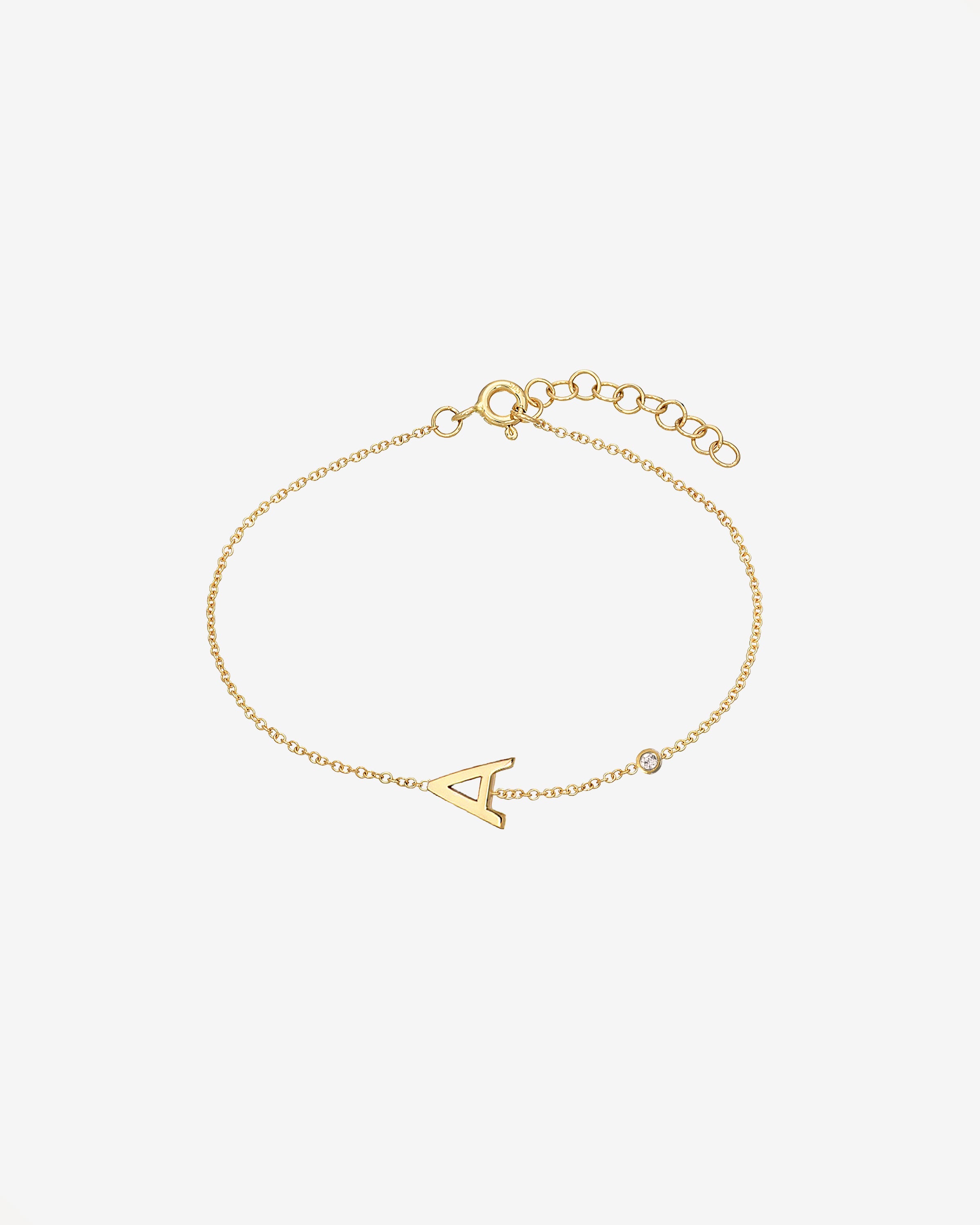 14k Gold Initial & Bezel Diamond Anklet