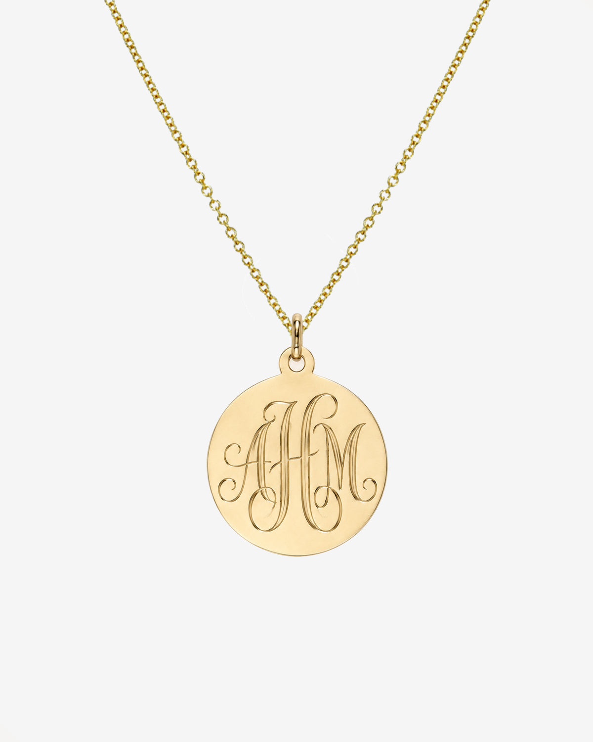 14k Gold Large Disc Pendant Necklace
