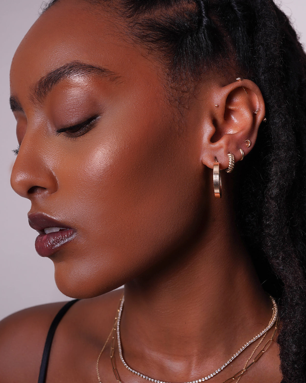 14k Gold Braided Huggie Earrings