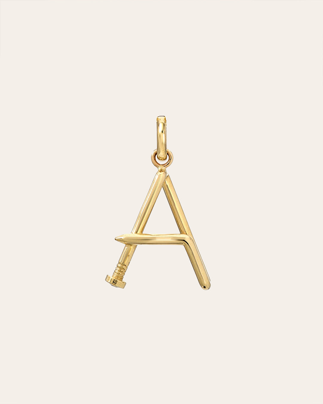 14k Gold Large Initial Nail Pendant