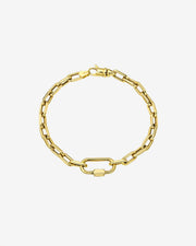 14k Gold Large Open Link Chain With Carabiner Bracelet