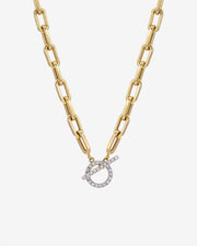 14k Gold Large Open Link Chain With Diamond Toggle Necklace
