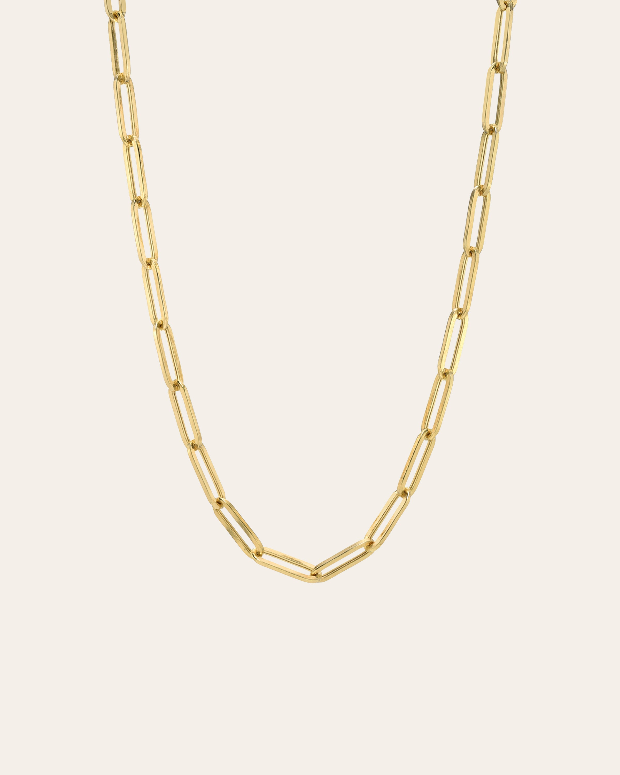 14k Gold Large Paper Clip Chain Necklace