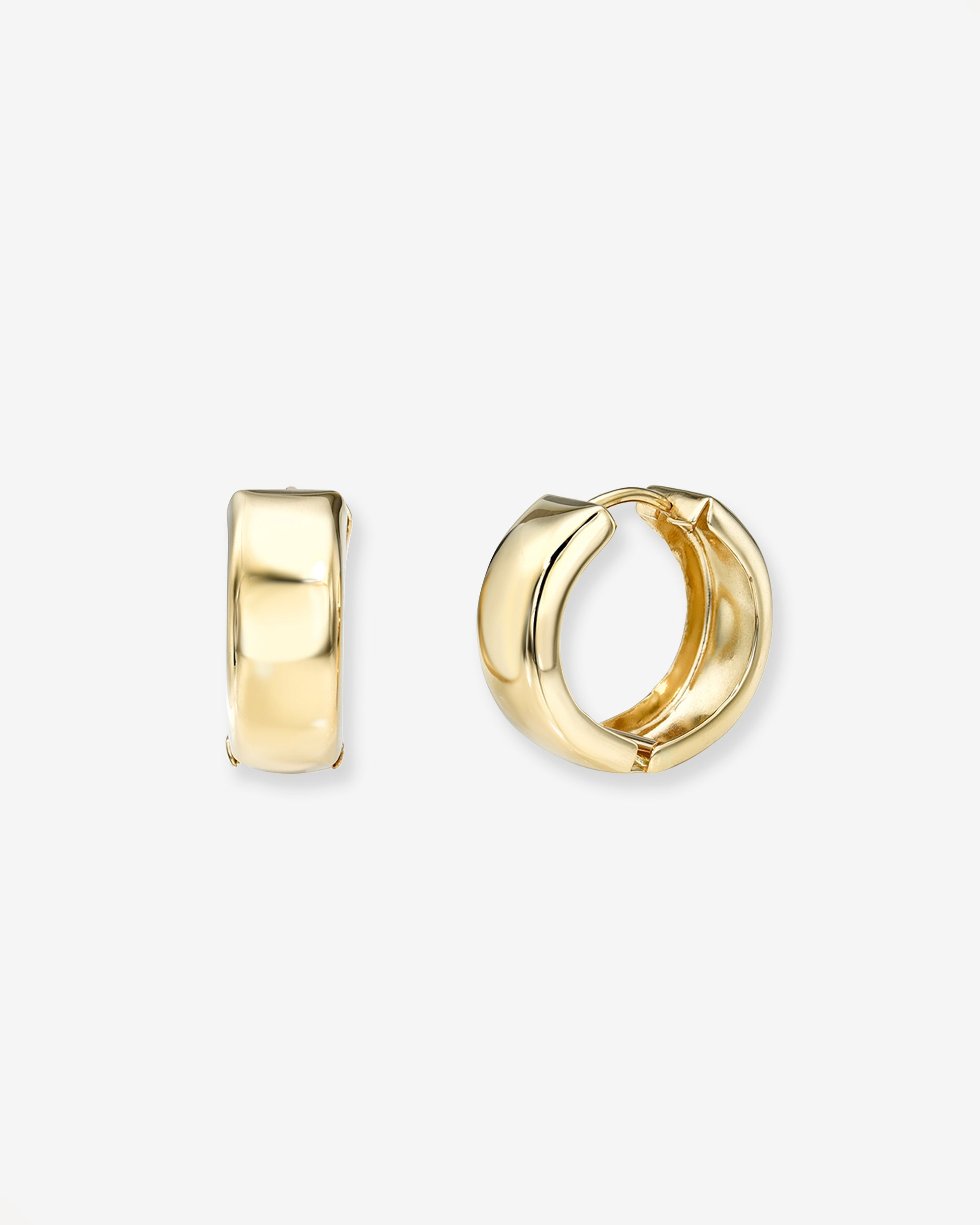 14k Gold Medium Bubbled Flat Hoop Earrings