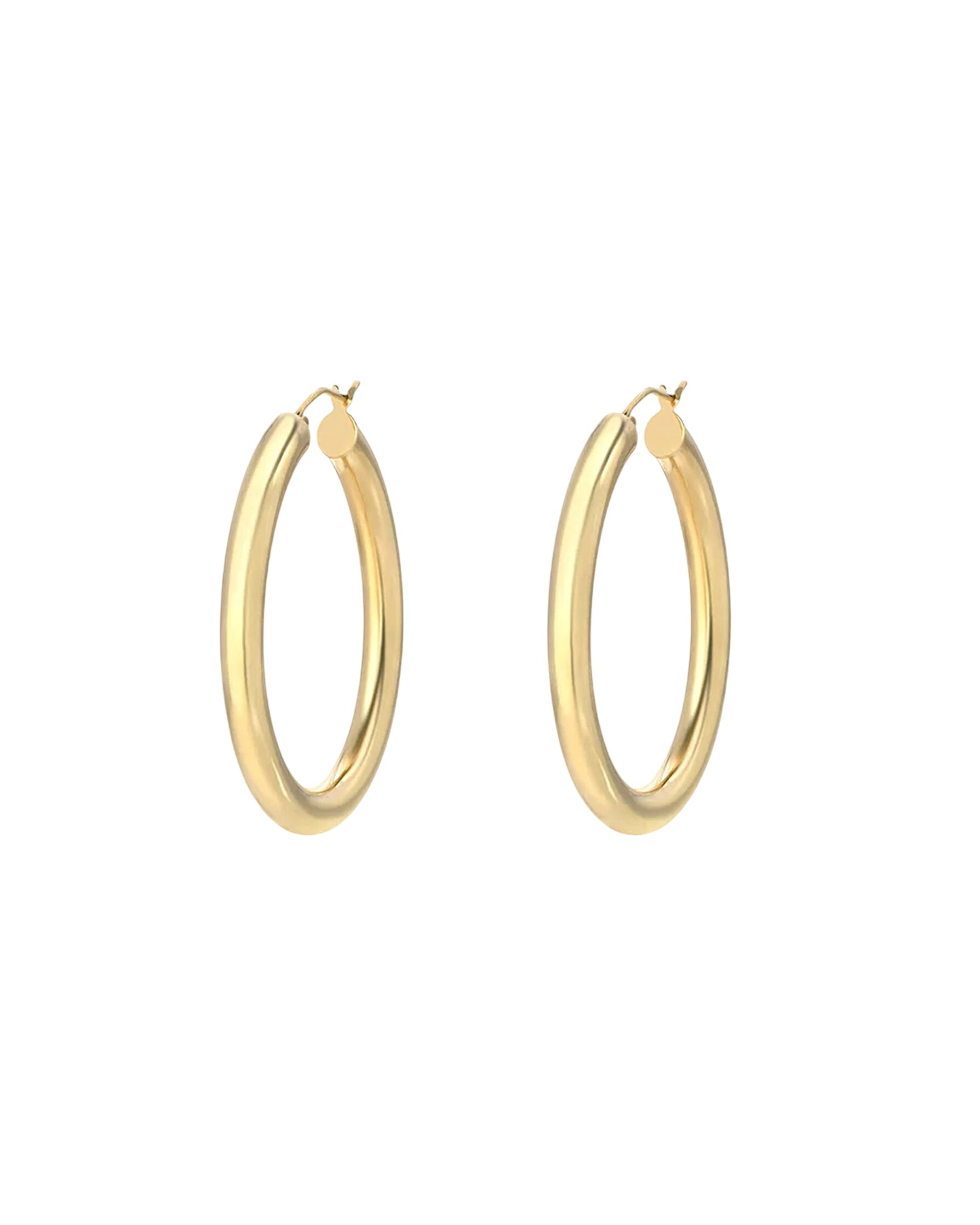 14k Gold Medium Thick Hoop Earrings