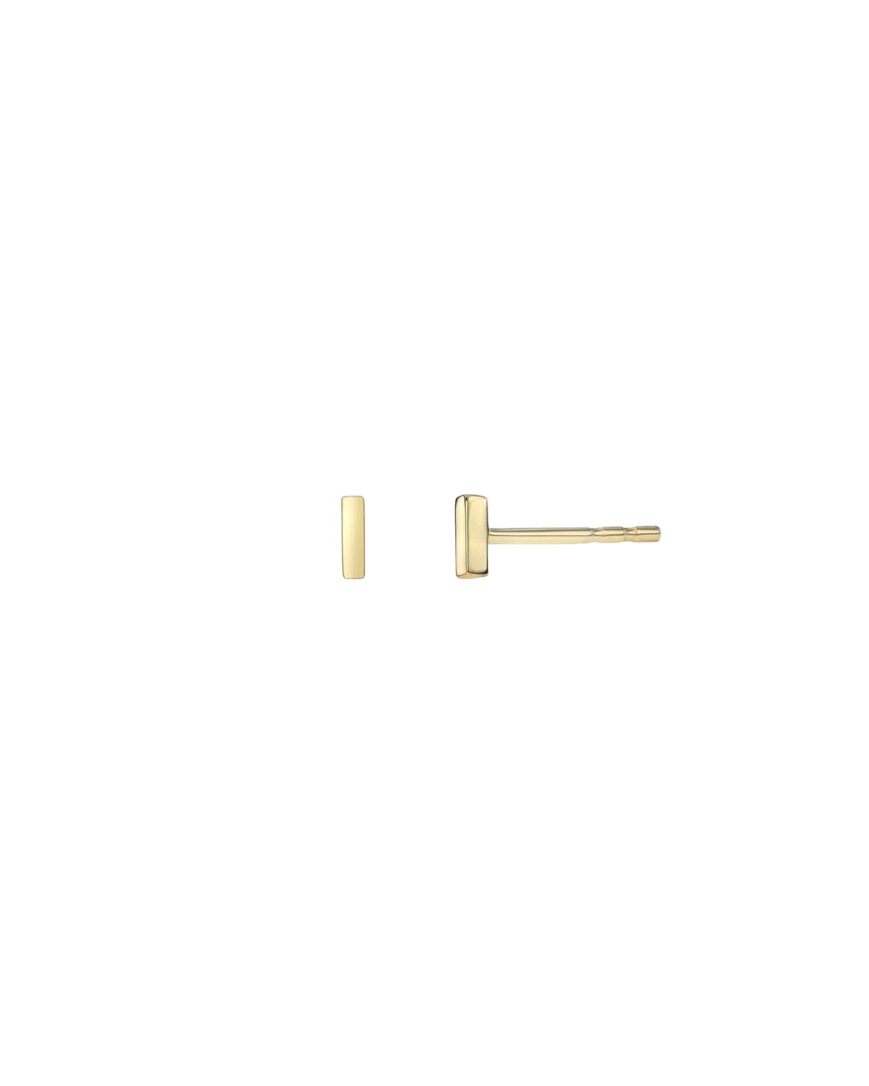 14k Gold Mini Bar Stud Earrings