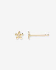 14k Gold Mini Diamond Flower Stud Earrings