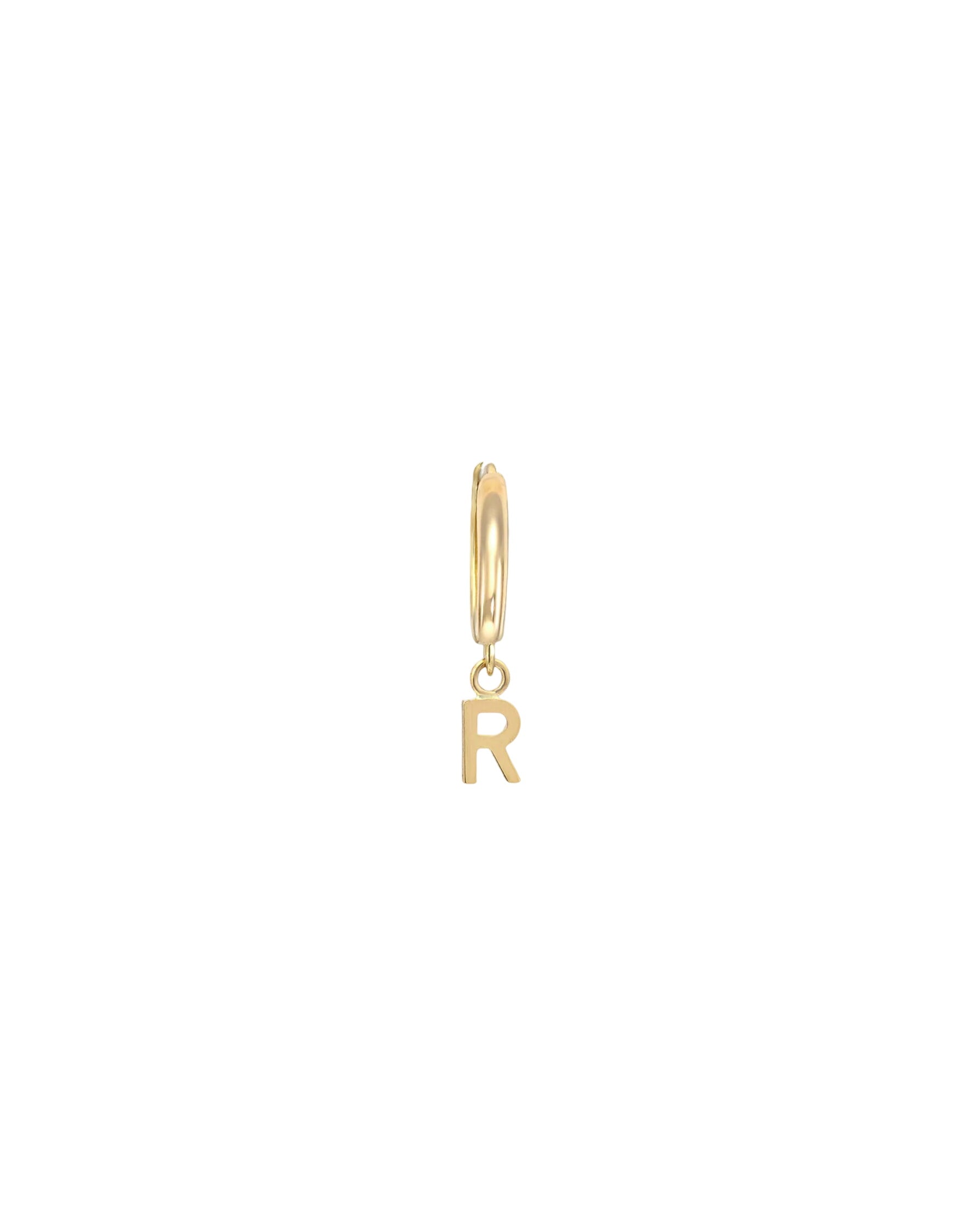 14k Gold Mini Huggie Earring With Initial