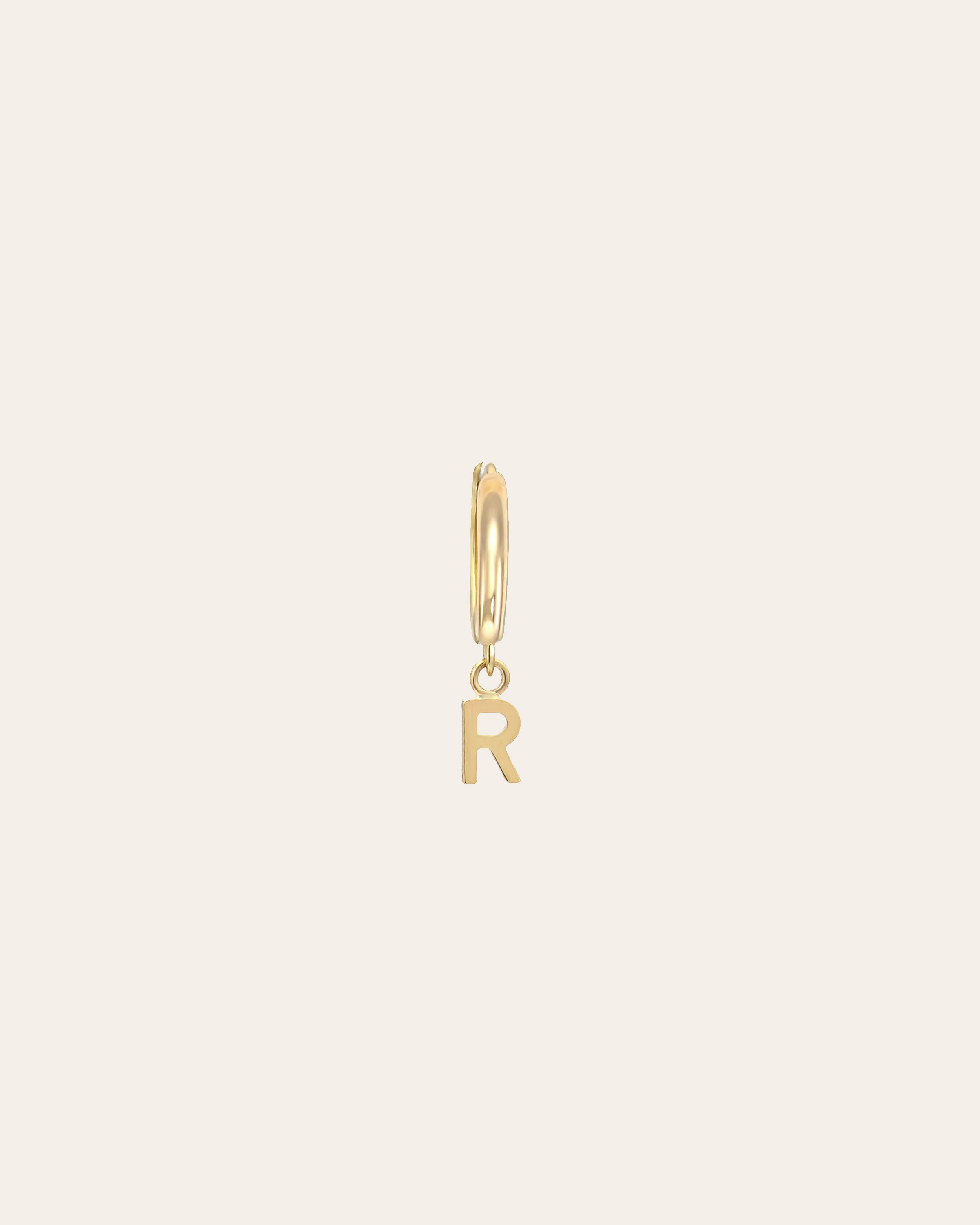 14k Gold Mini Huggie Earring With Initial