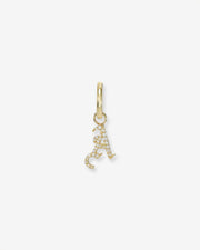 14k Gold Mini Huggie Earring With Diamond Gothic Initial Charm