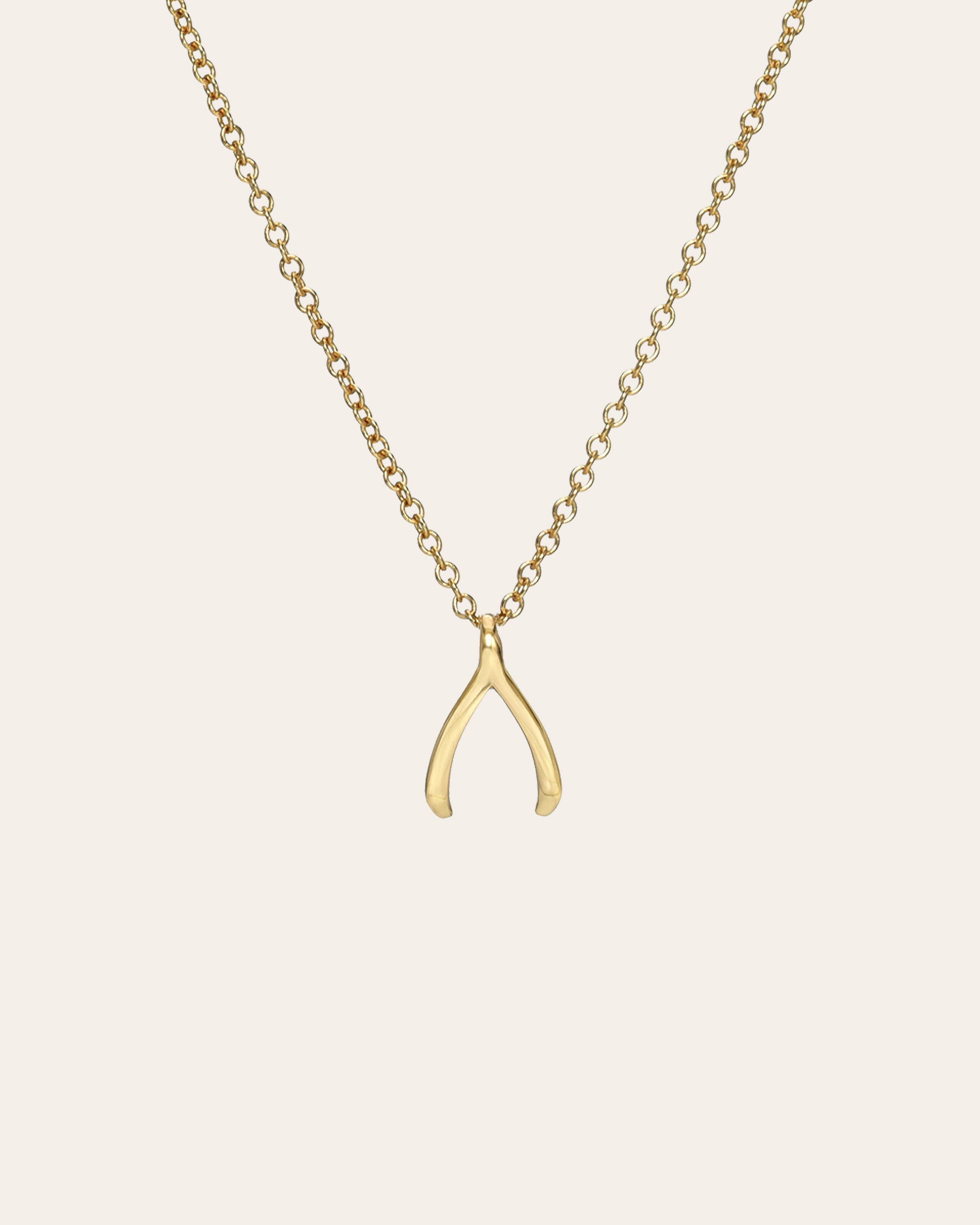 14k Gold Mini Wishbone Necklace