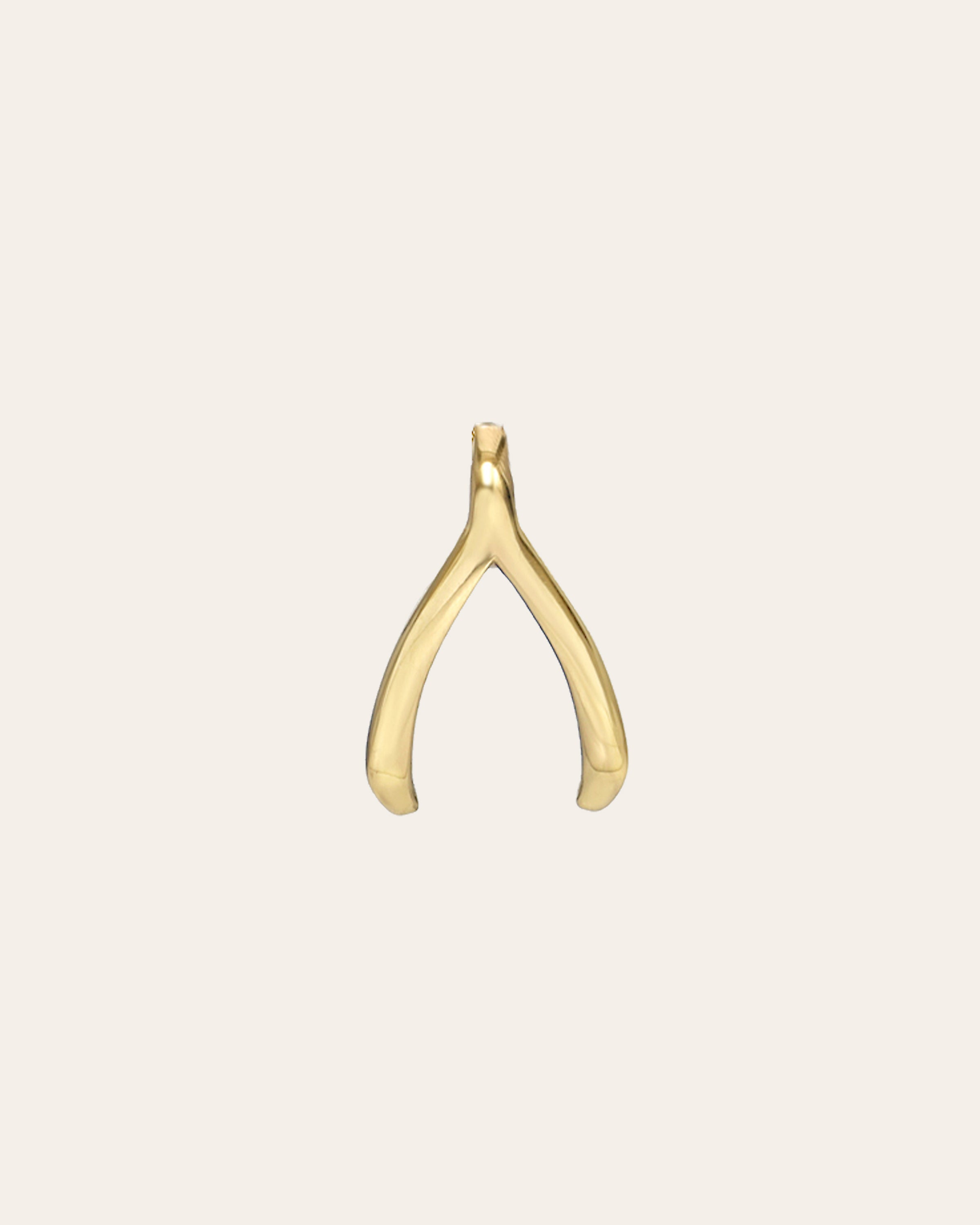 14k Gold Mini Wishbone Pendant