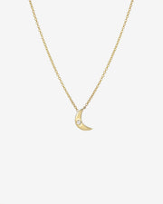 Kids 14k Gold Moon With Tiny Diamond Necklace