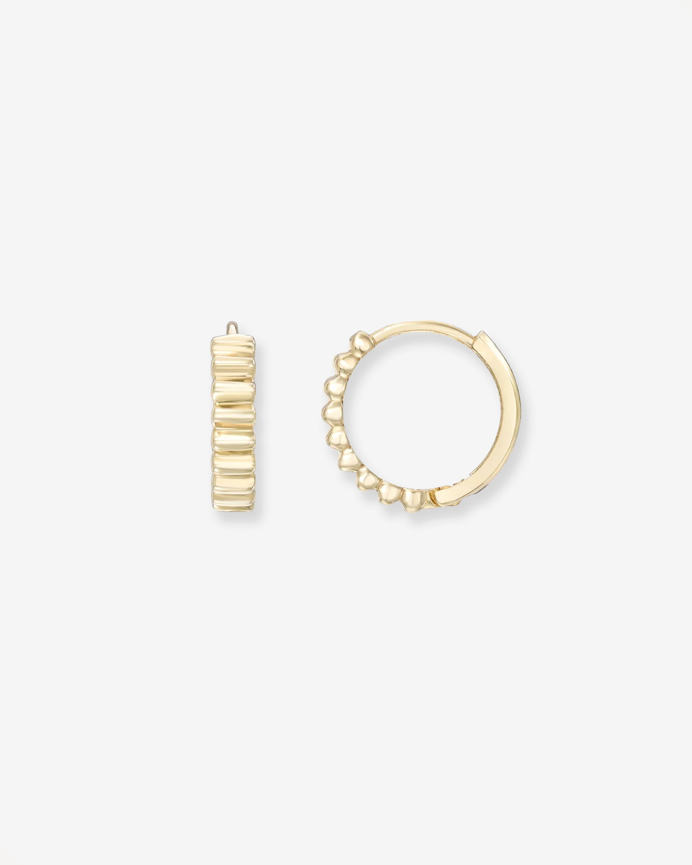 14k Gold Notched Huggies