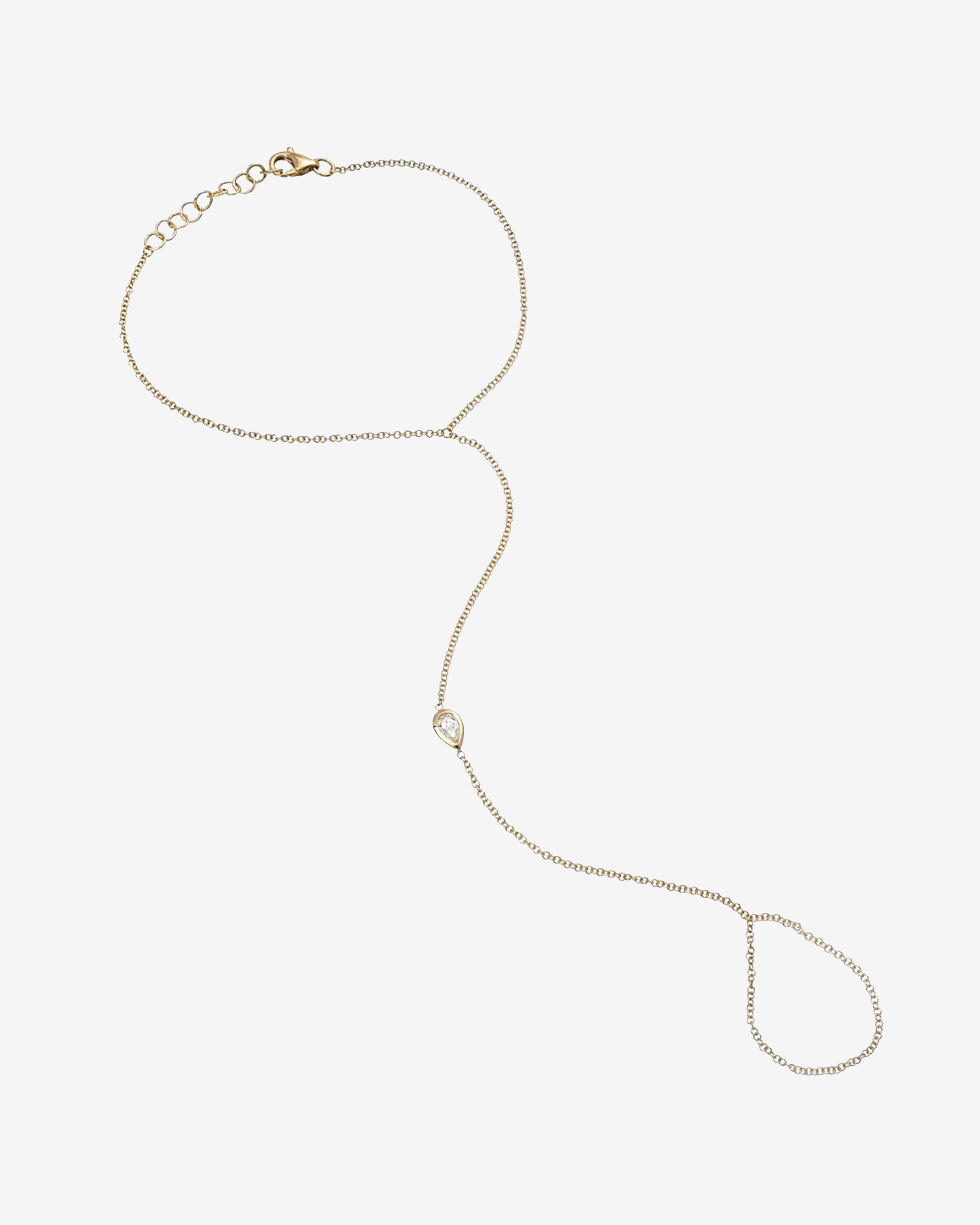 14k Gold Pear Shape Diamond Hand Chain