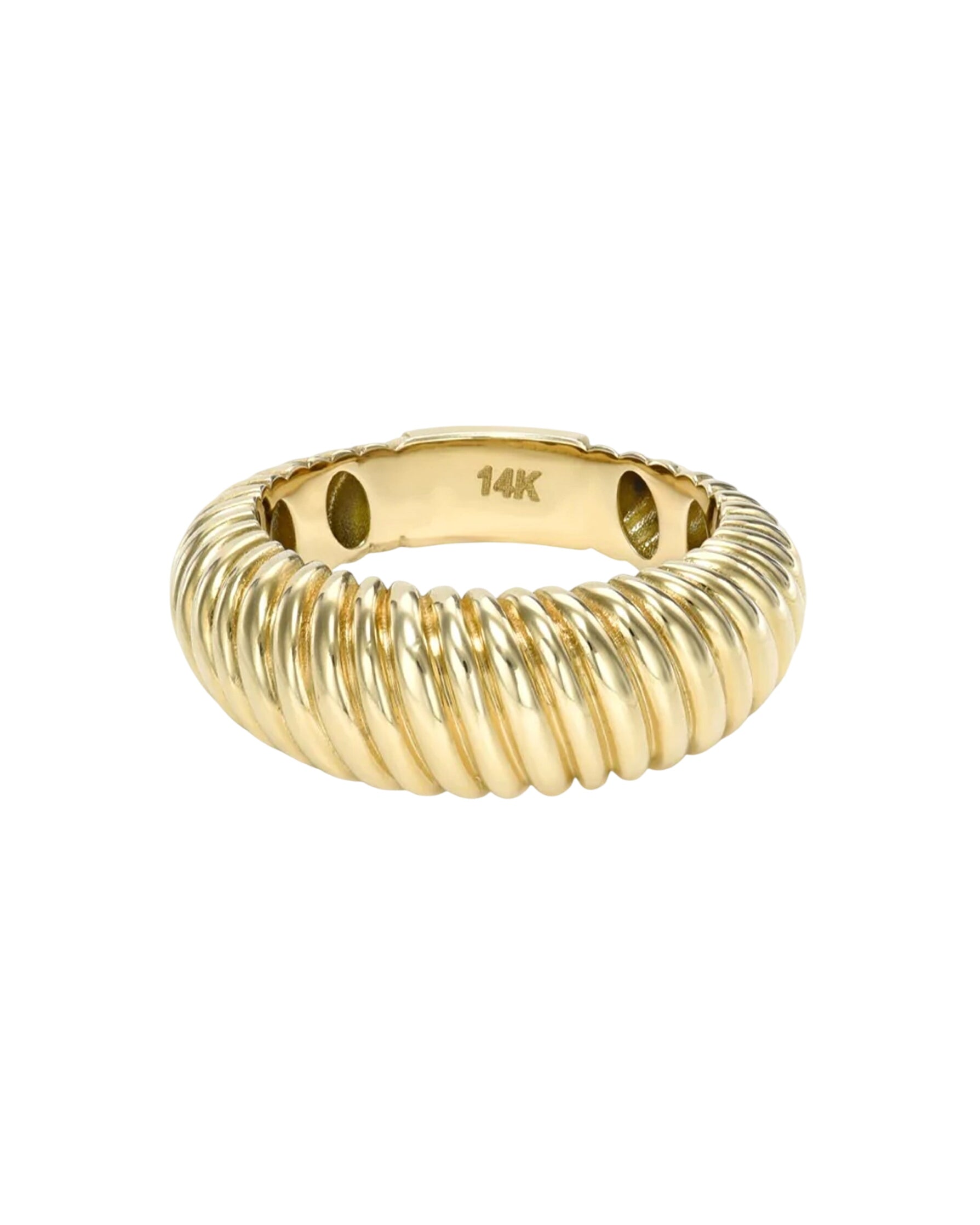 14k Gold Ribbed Dome Ring