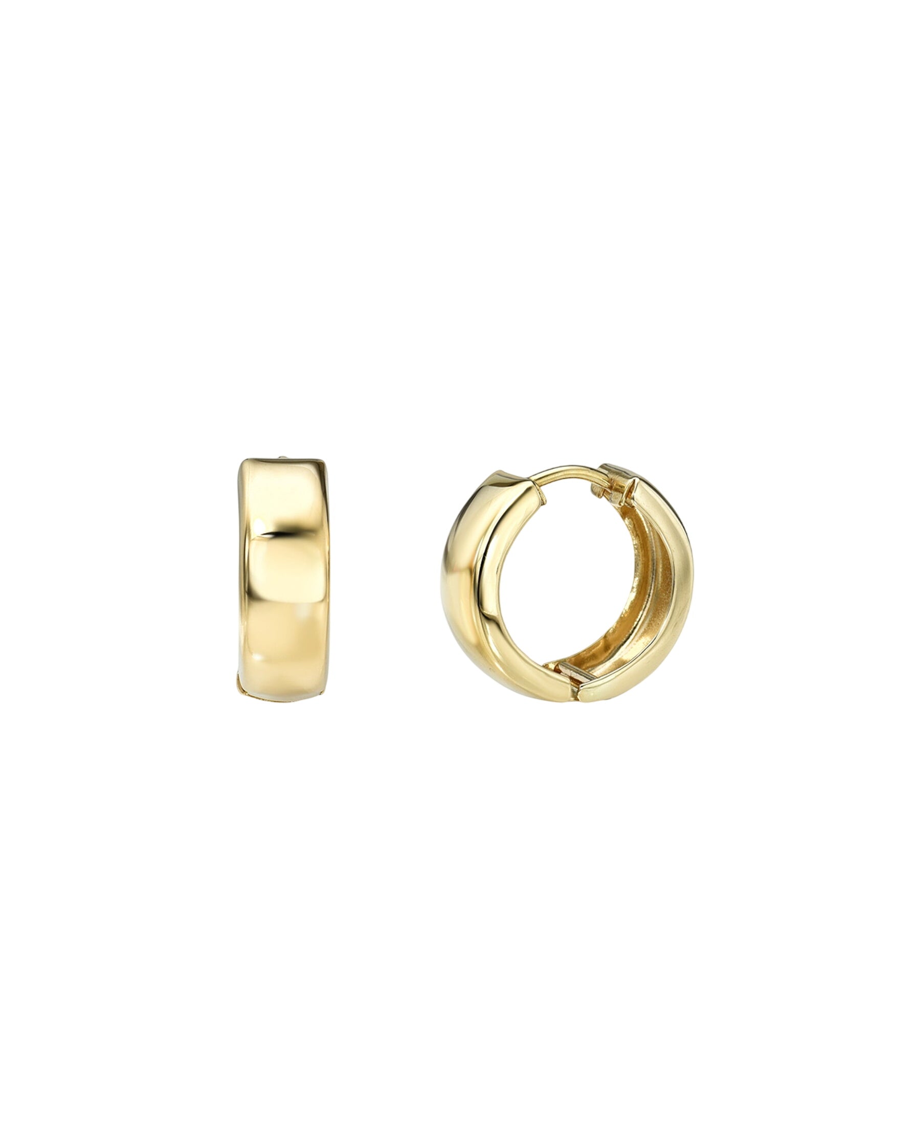 14k Gold Small Bubbled Flat Hoop Earrings