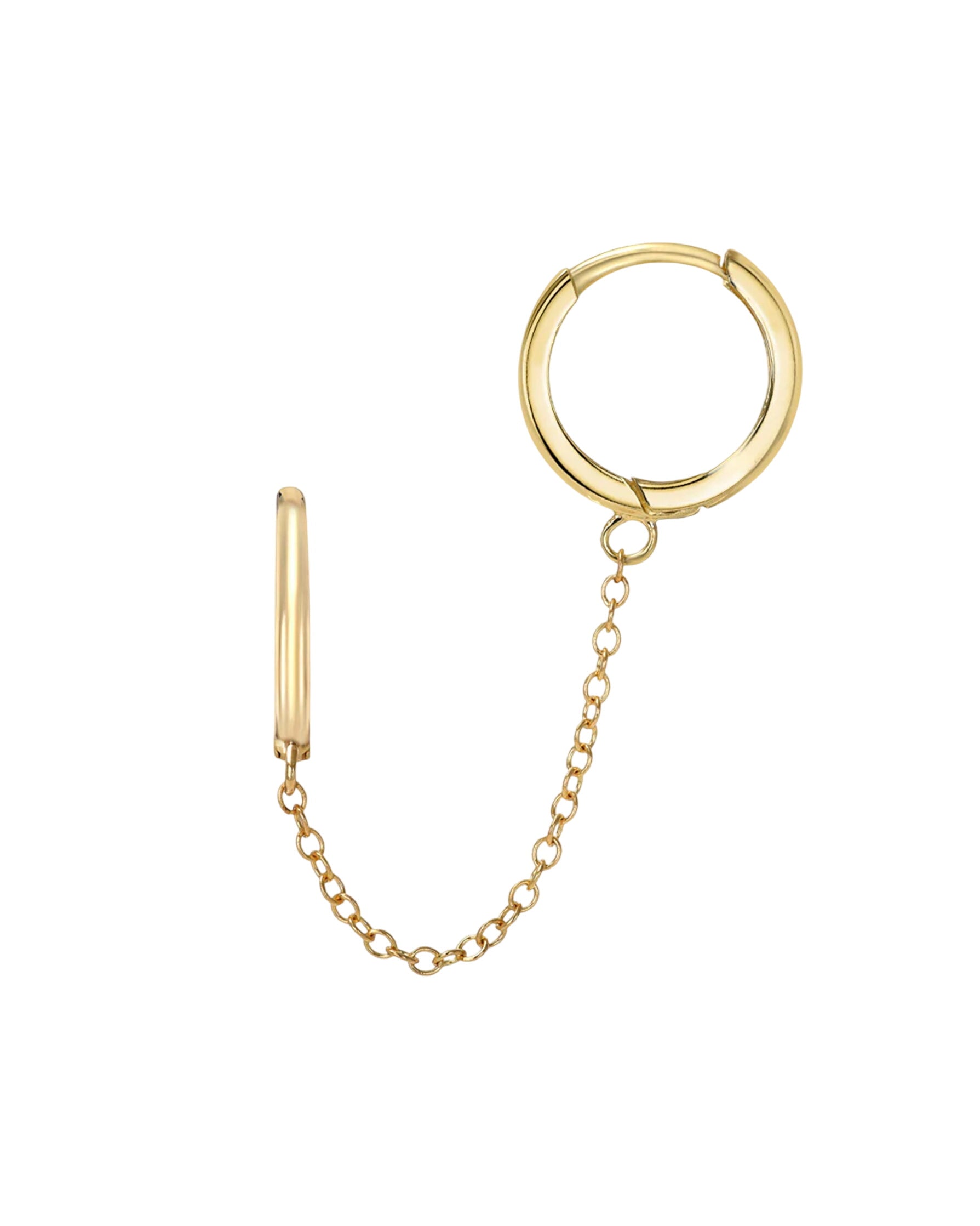 14k Gold Small Chain Huggie Earrings