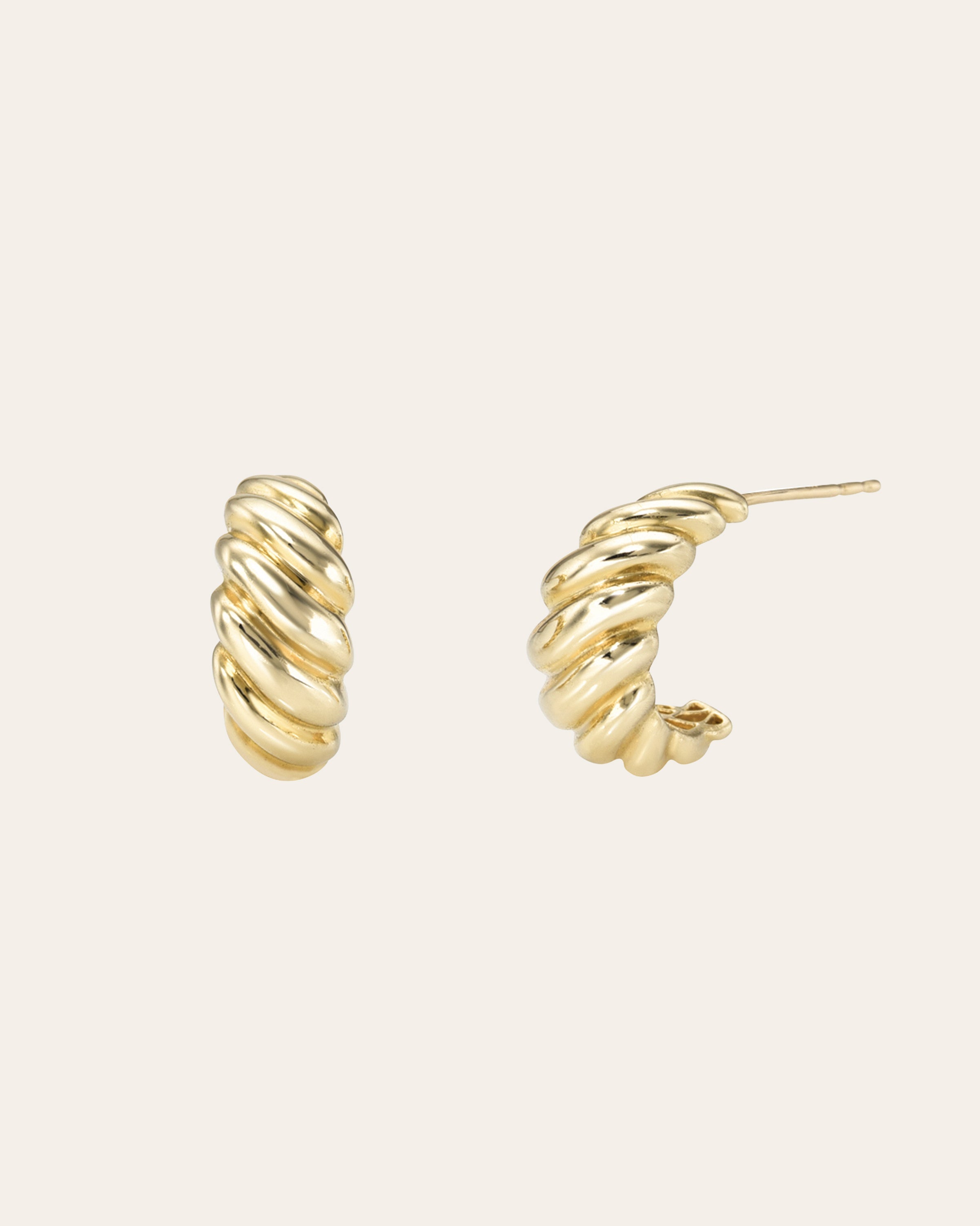 14k Gold Small Croissant Stud Earrings