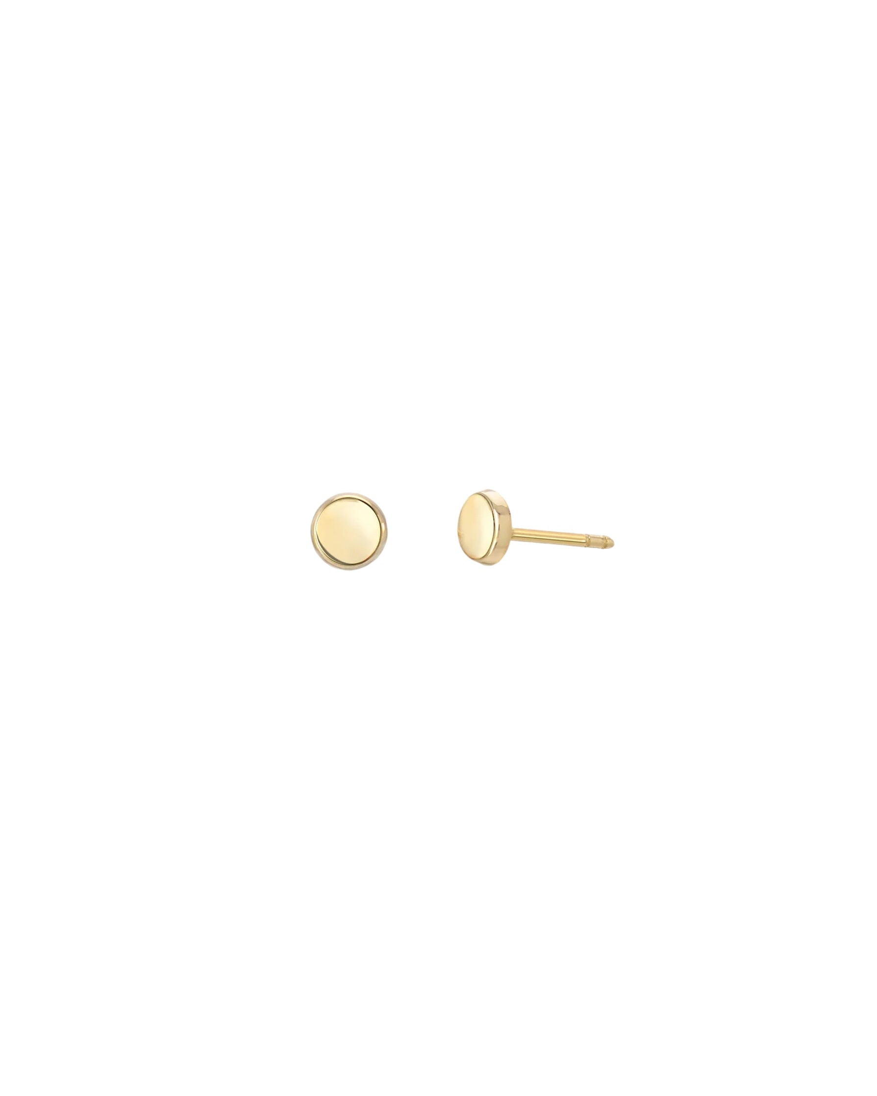 14k Gold Small Disc Stud Earrings