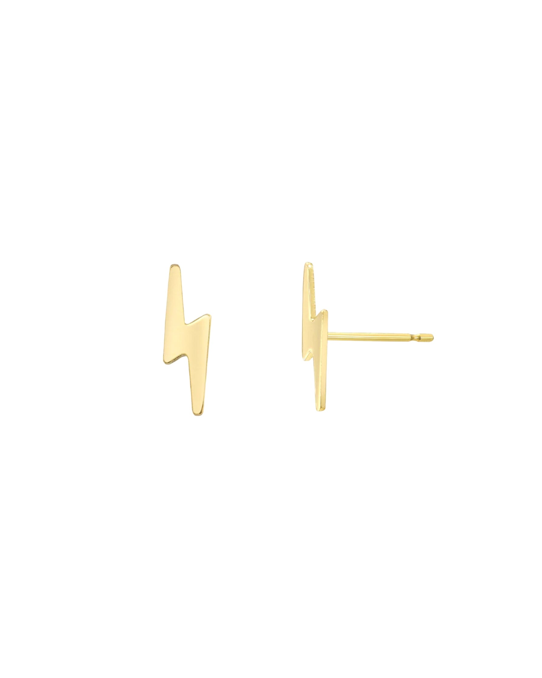 14k Gold Small Lightning Bolt Stud Earrings