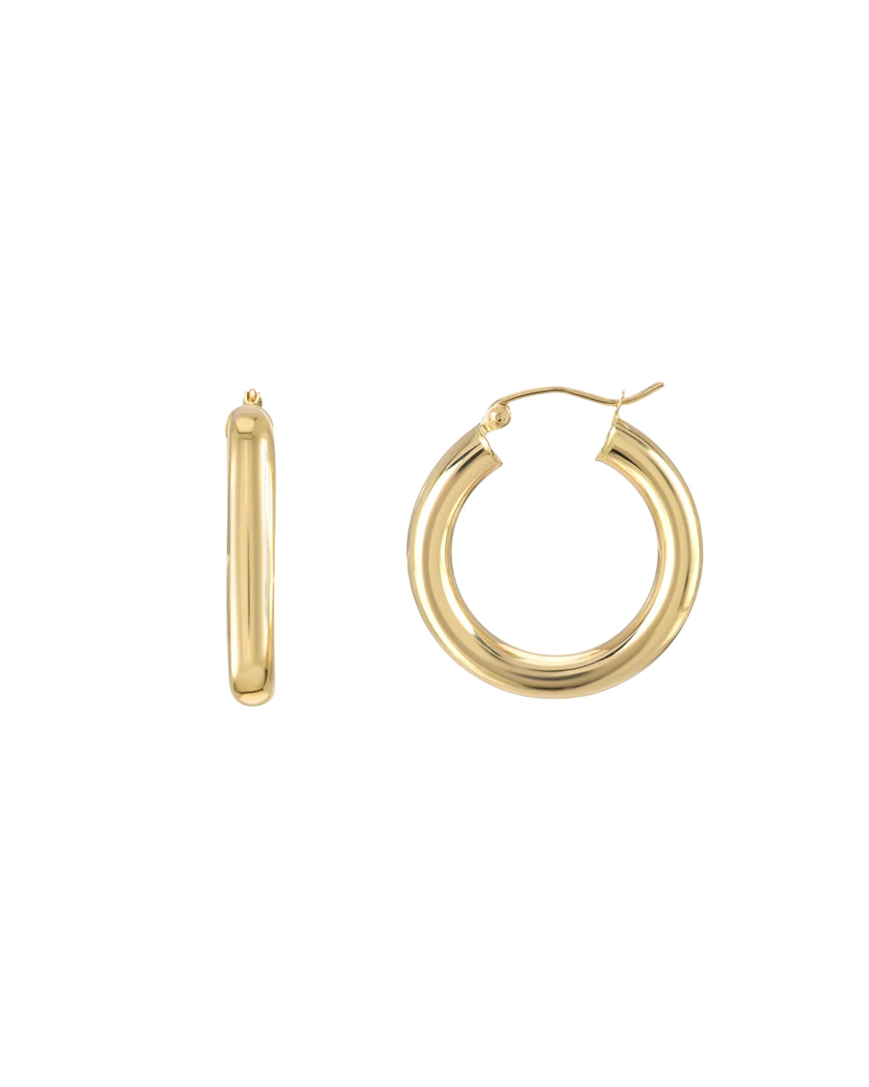 14k Gold Small Thick Hoop Earrings