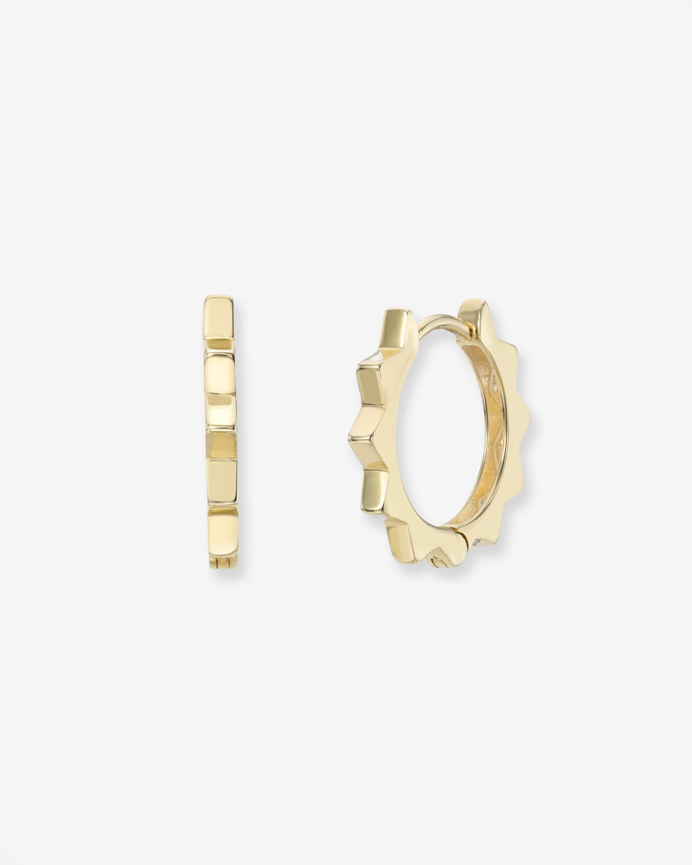 14k Gold Spike Huggie Earrings