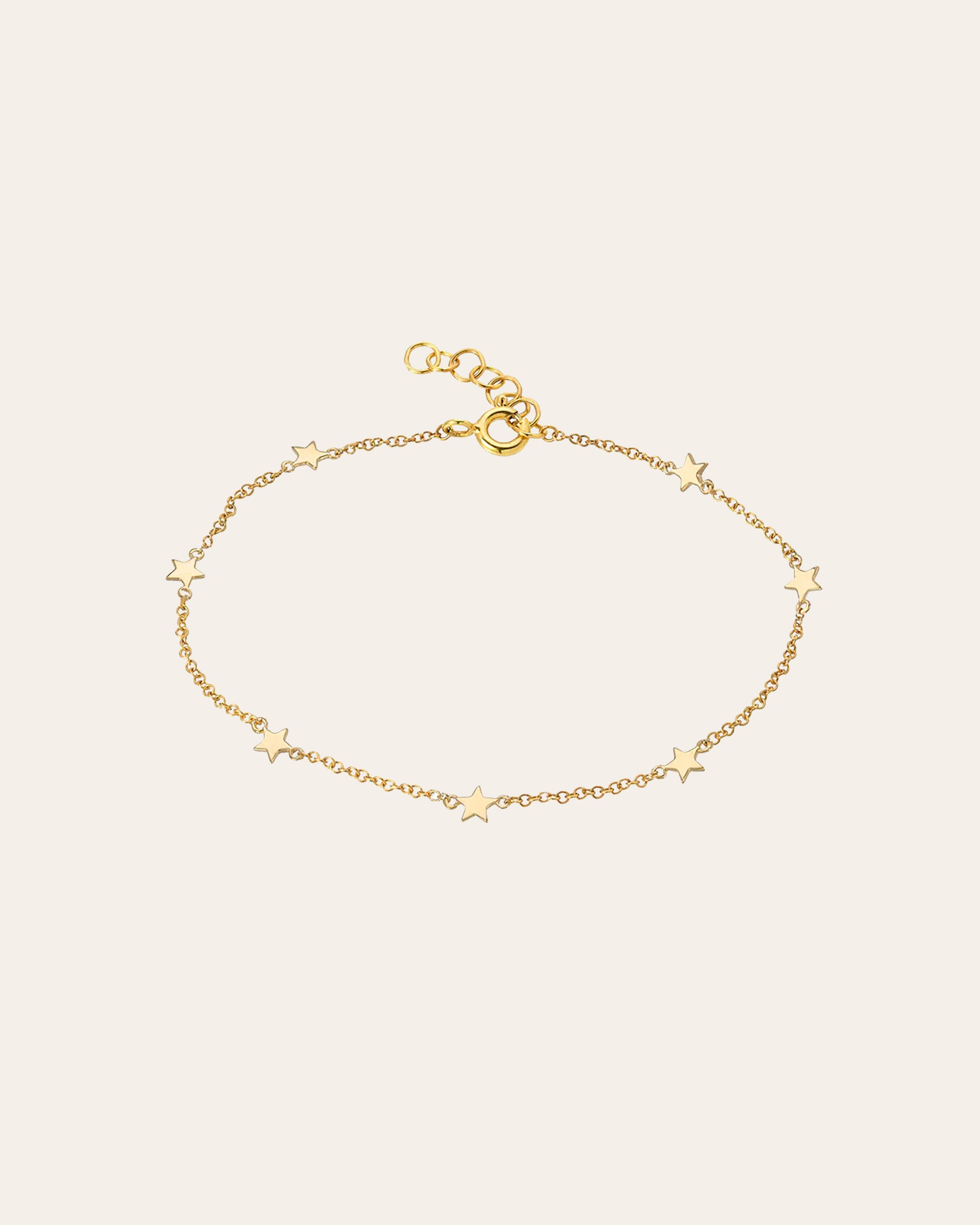 14k Gold Star Charms Bracelet