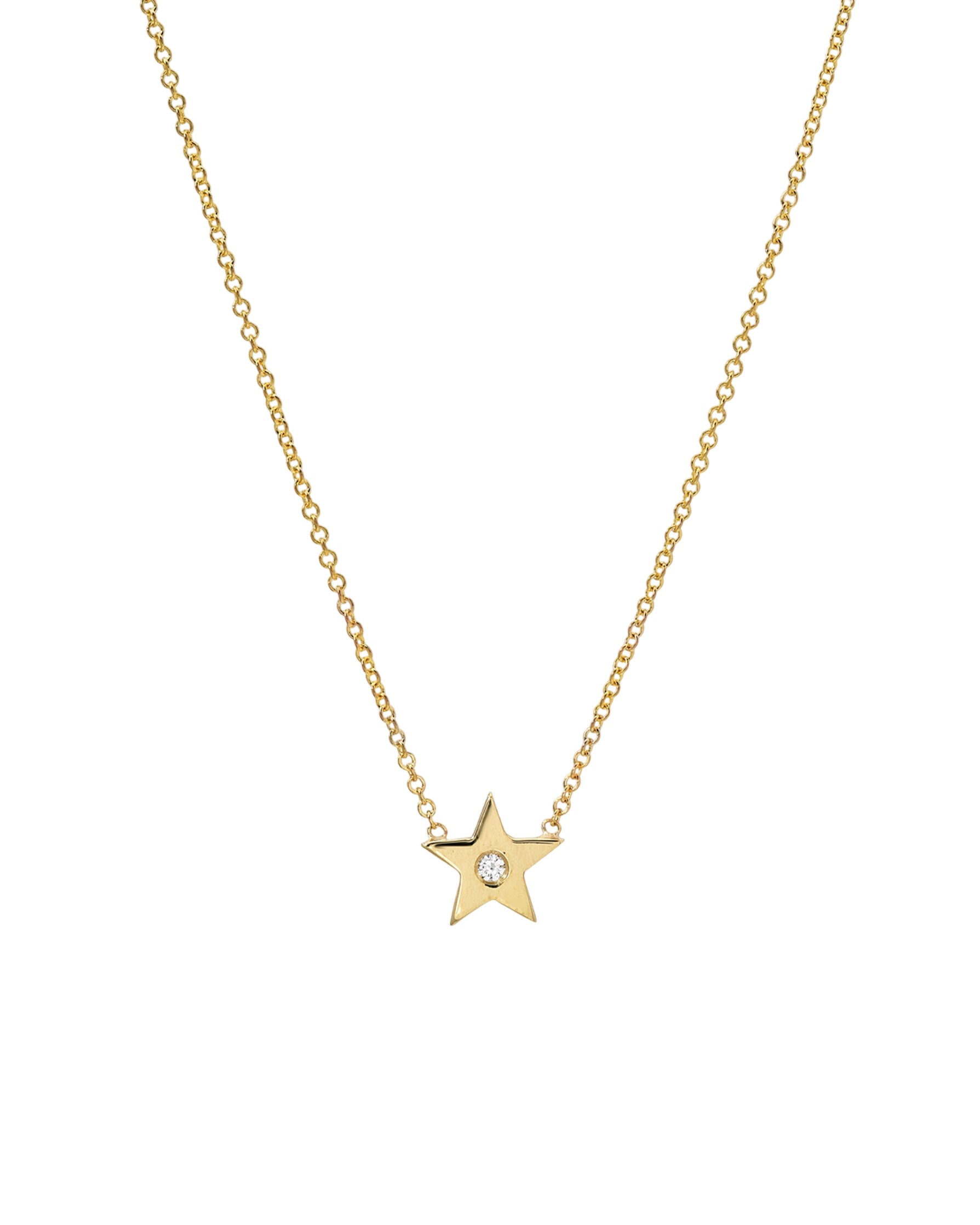 14k Gold Star With Tiny Diamond Necklace