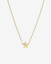 Kids 14k Gold Star With Tiny Diamond Necklace