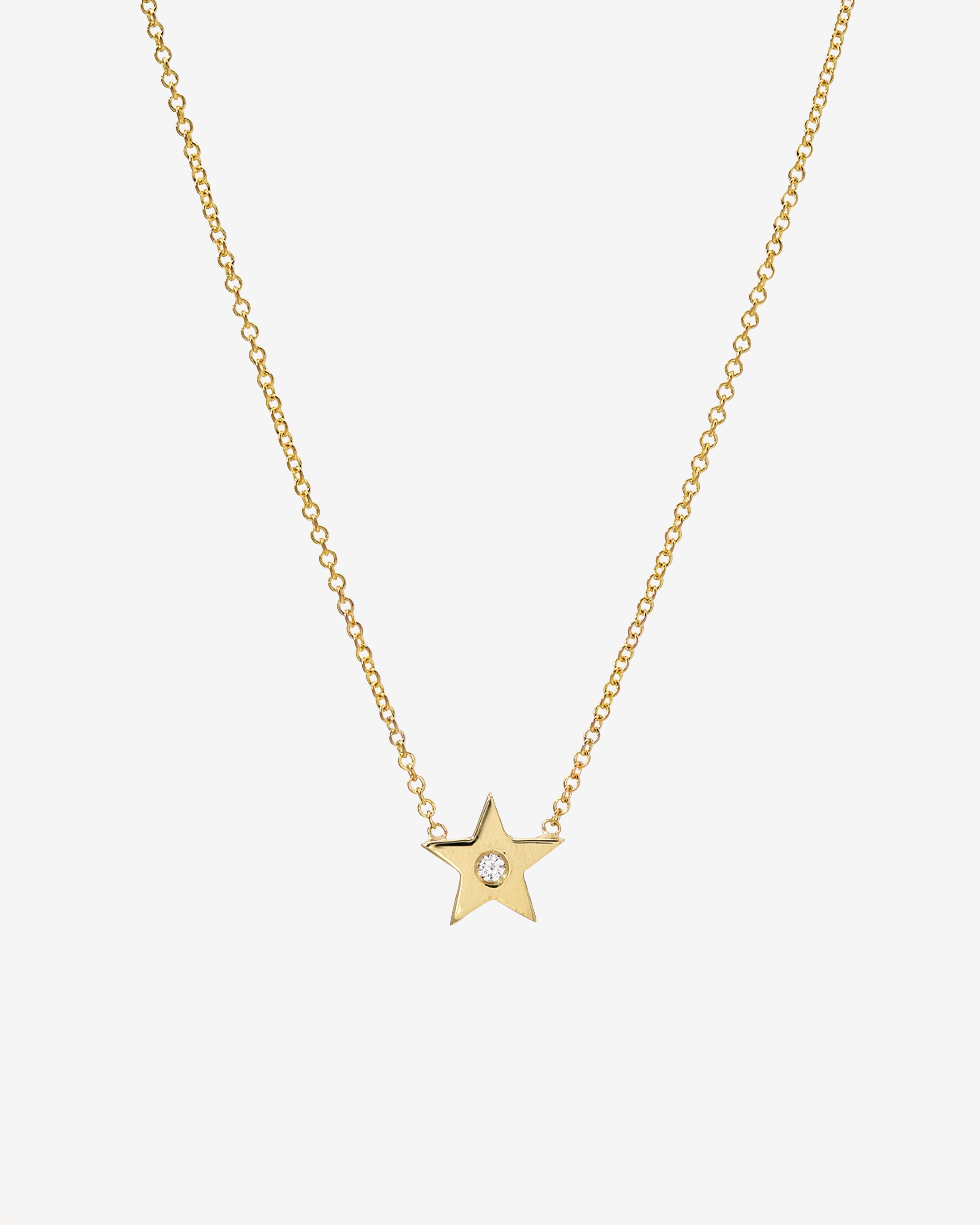 Kids 14k Gold Star With Tiny Diamond Necklace