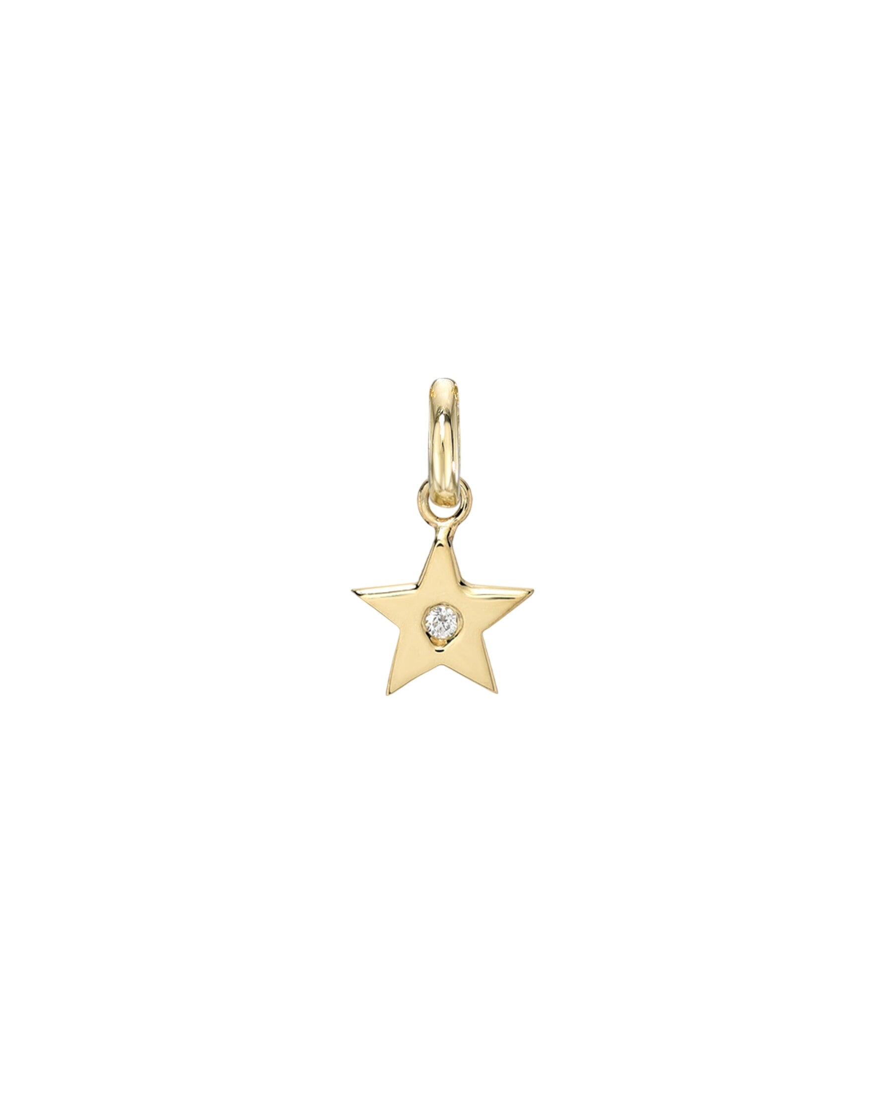 14k Gold Star With Tiny Diamond Pendant