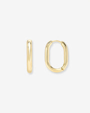 14k Gold Thick Oval Hoop Earrings