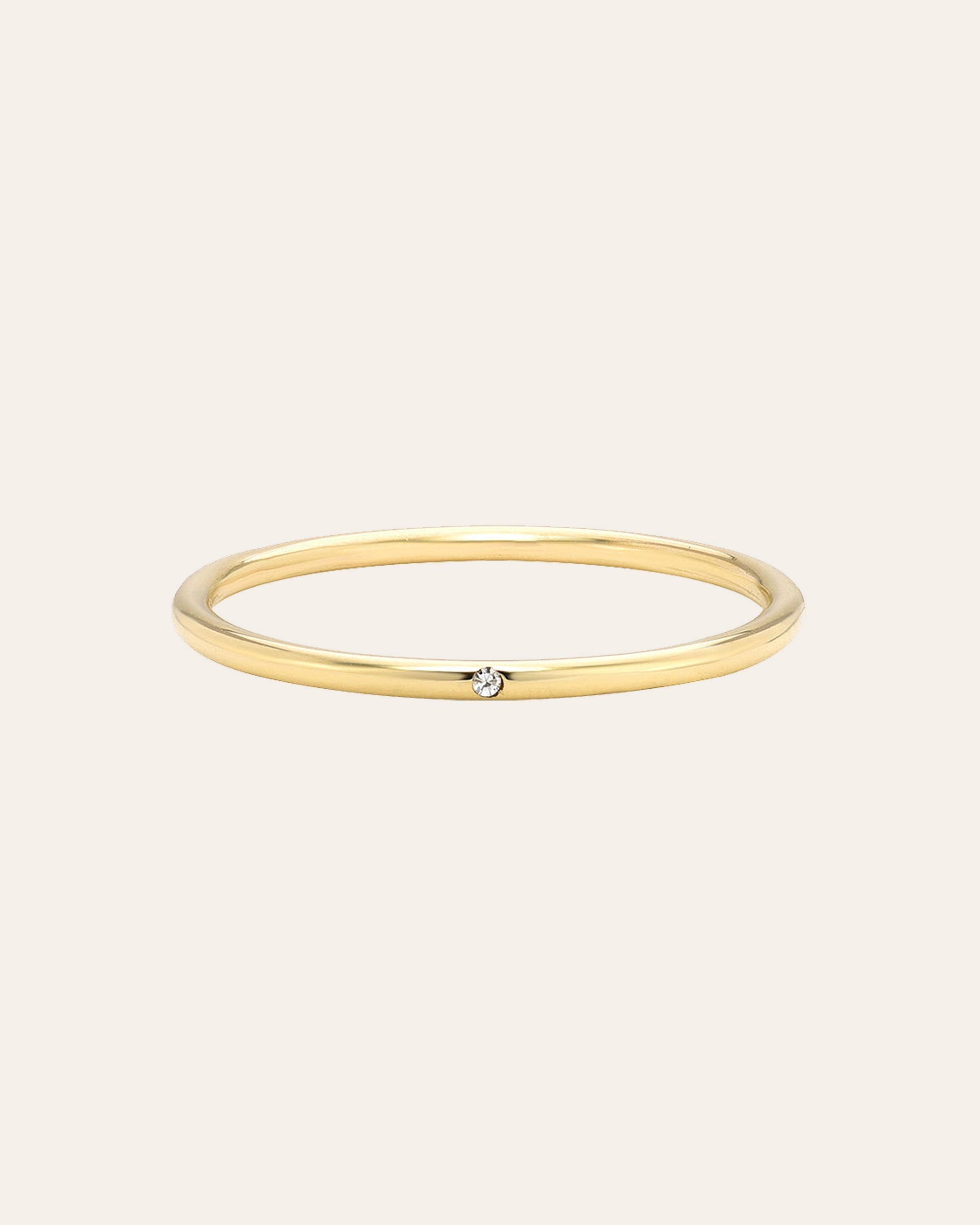 14k Gold Thin Band With Tiny Diamond