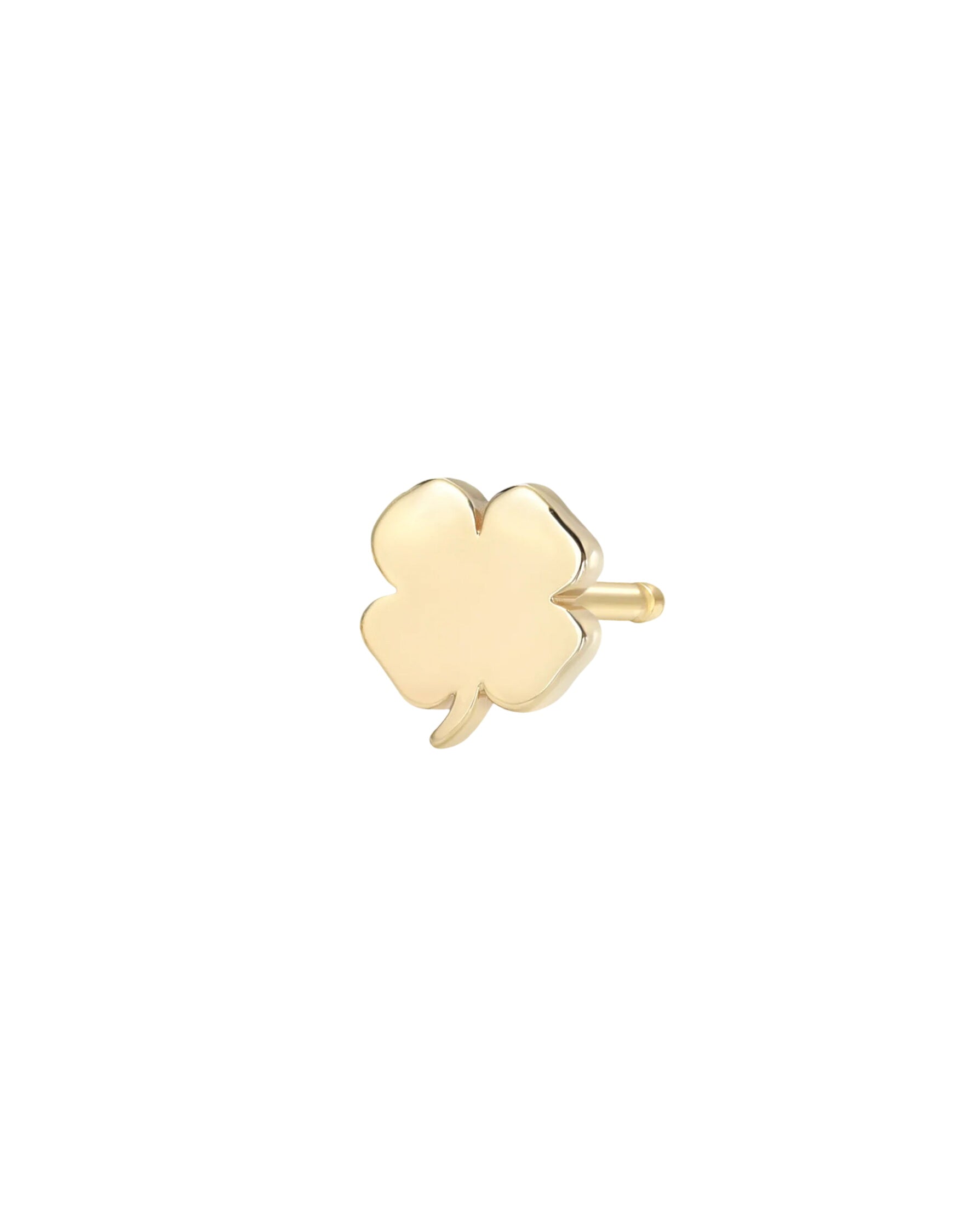 14k Gold Tiny Clover Stud Earring