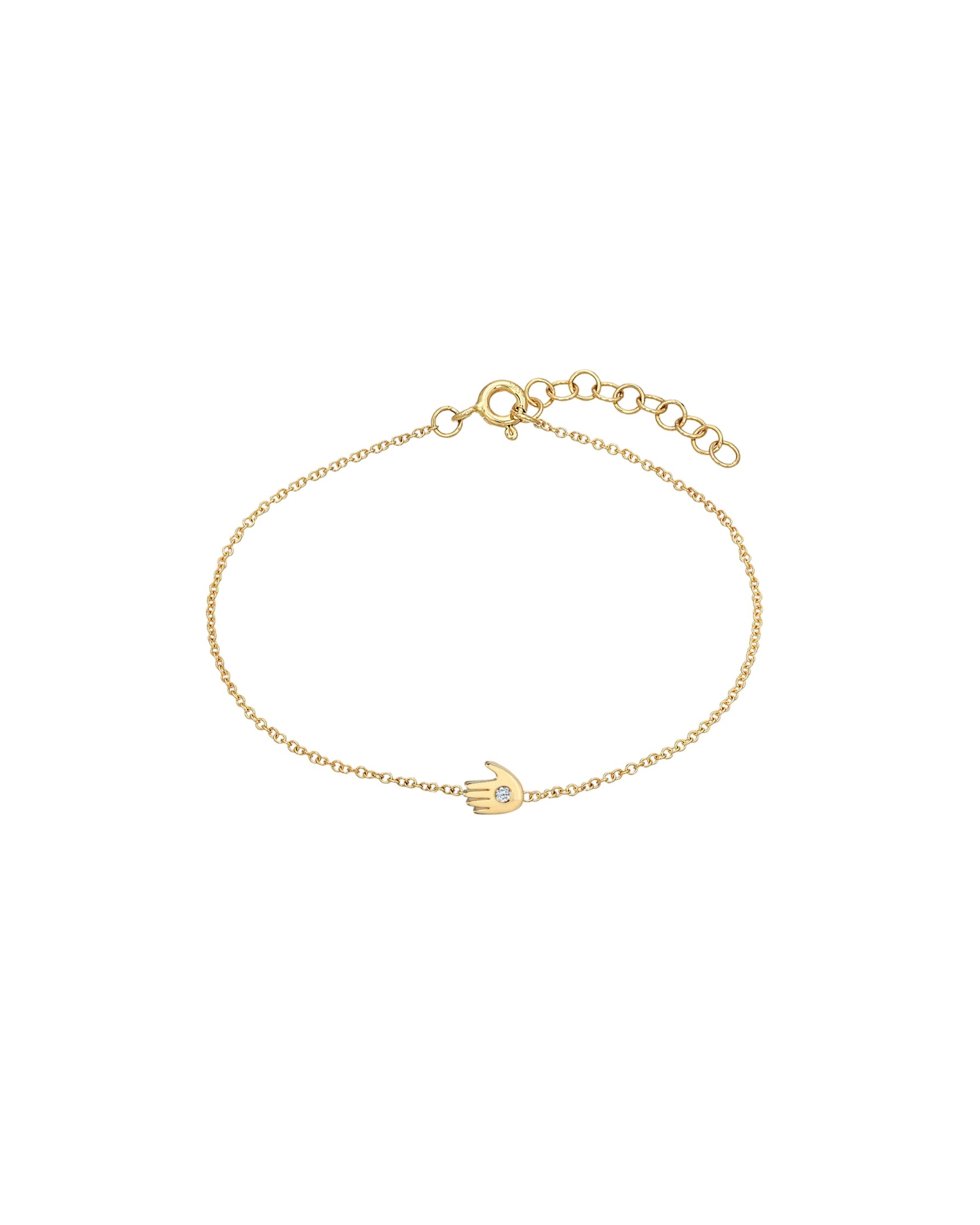 14k Gold Tiny Hamsa Bracelet With Diamond