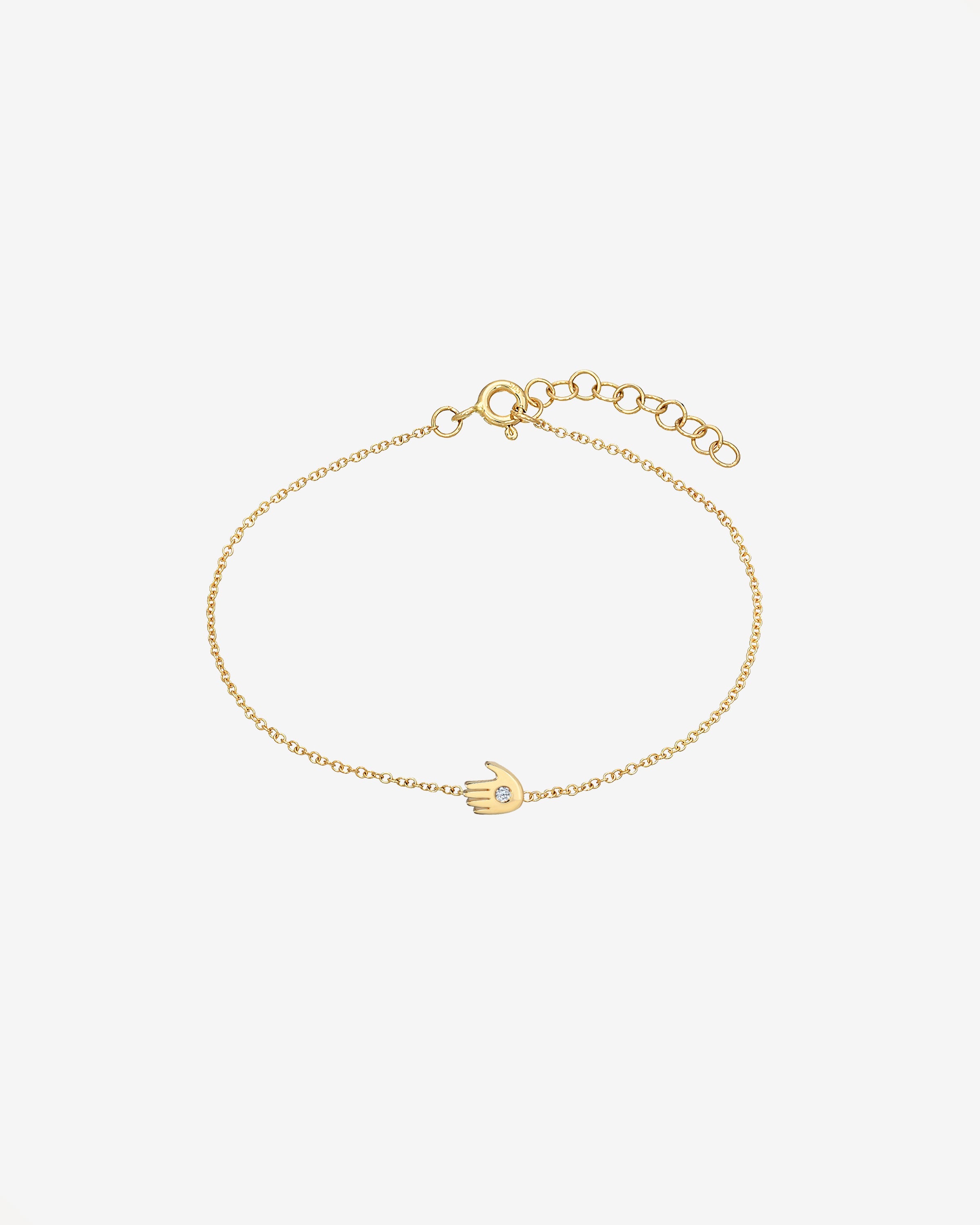 14k Gold Tiny Hamsa Bracelet With Diamond