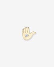 14k Gold Tiny Hamsa With Diamond Stud Earring